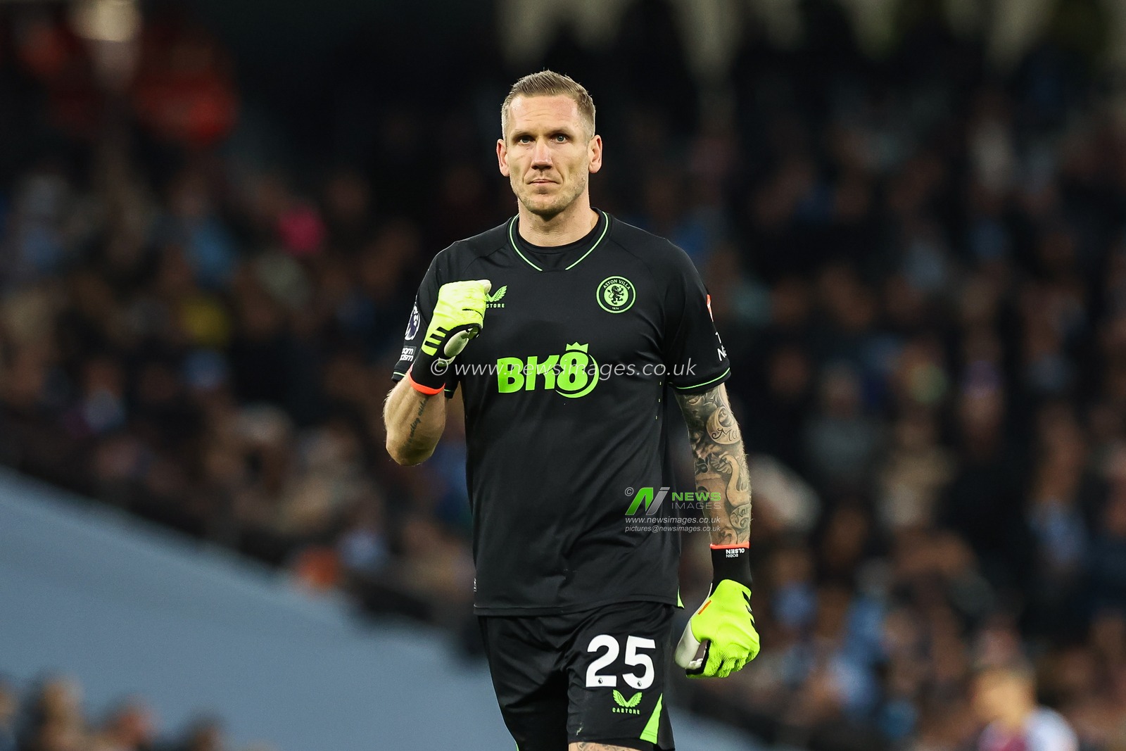 Robin Olsen of Aston Villa celebrates his sides goal during the Premier League match Manchester City vs Aston Villa at Etihad Stadium, Manchester, United Kingdom, 3rd April 2024

(Photo by Mark Cosgrove/News Images)