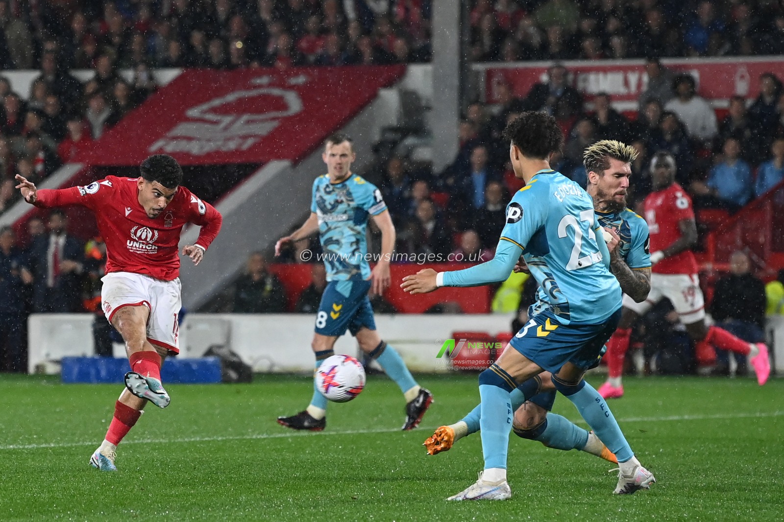 Morgan Gibbs-White #10 of Nottingham Forest has a shot at goal during the Premier League match Nottingham Forest vs Southampton at City Ground, Nottingham, United Kingdom, 8th May 2023

(Photo by Craig Thomas/News Images)
