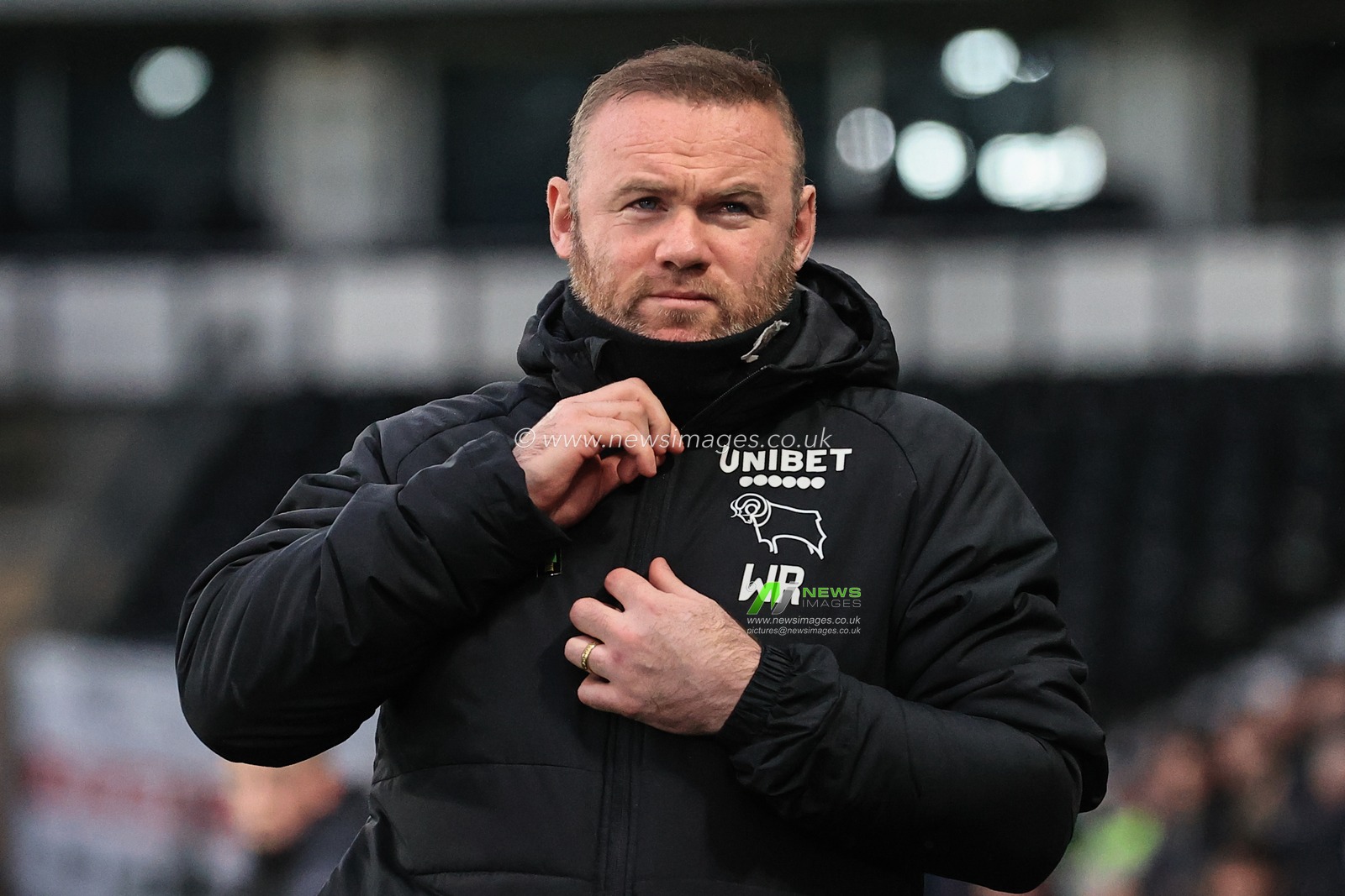 Wayne Rooney manager of Derby County during the game
