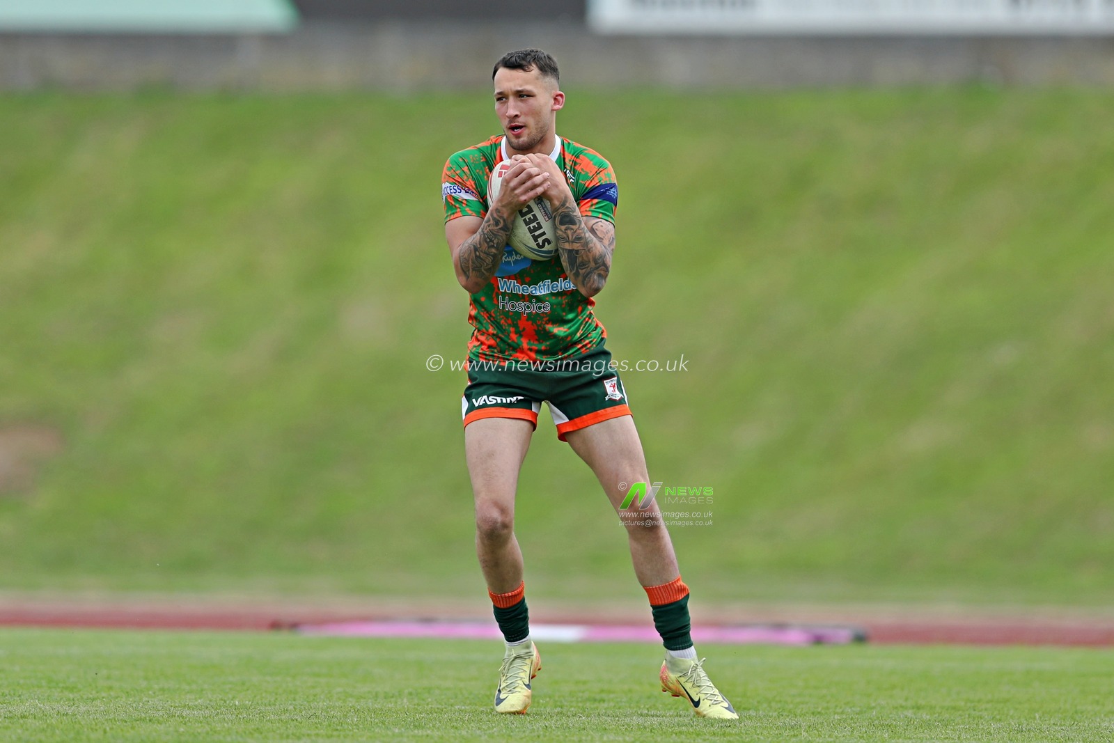 Coby Nichol of Hunslet RLFC before the Betfred Championship match Hunslet RLFC vs Barrow Raiders at South Leeds Stadium, Leeds, United Kingdom, 22nd June 2025(Photo by Sam Eaden/News Images)