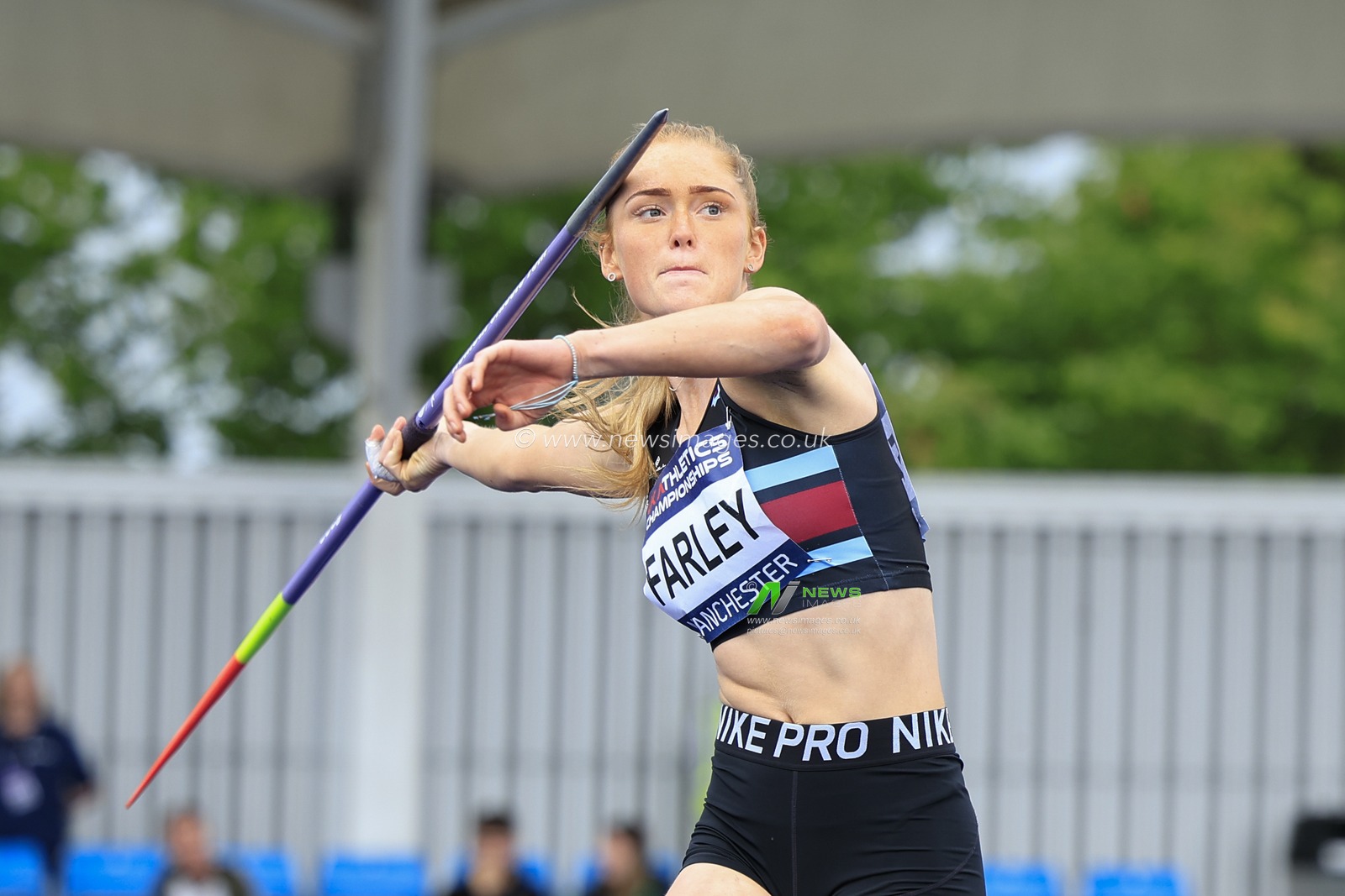 Lauren Farley throws the javelin during the UK Athletics Championships at Manchester Regional Arena, Manchester, United Kingdom, 8th July 2023.

(Photo by Conor Molloy/News Images)