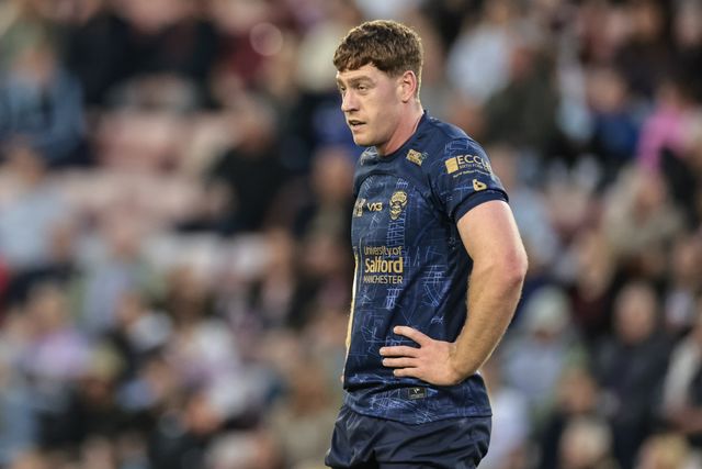 Dan Russell of Salford Red Devils during the Betfred Super League Round 23 match Leigh Leopards vs Salford Red Devils at Leigh Sports Village, Leigh, United Kingdom, 22nd August 2025

(Photo by Mark Cosgrove/News Images)