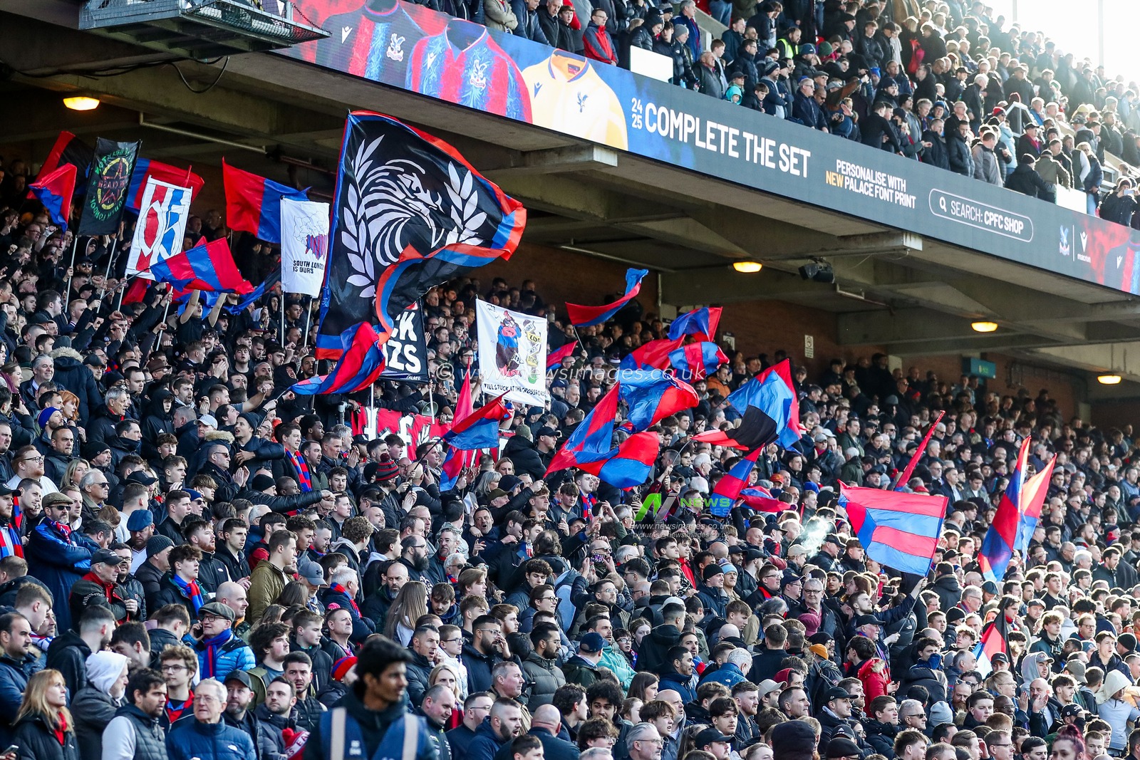 Crystal Palace fans celebrate after the teams victory following the Emirates FA Cup 5th Round match Crystal Palace vs Millwall at Selhurst Park, London, United Kingdom, 1st March 2025

(Photo by Izzy Poles/News Images)