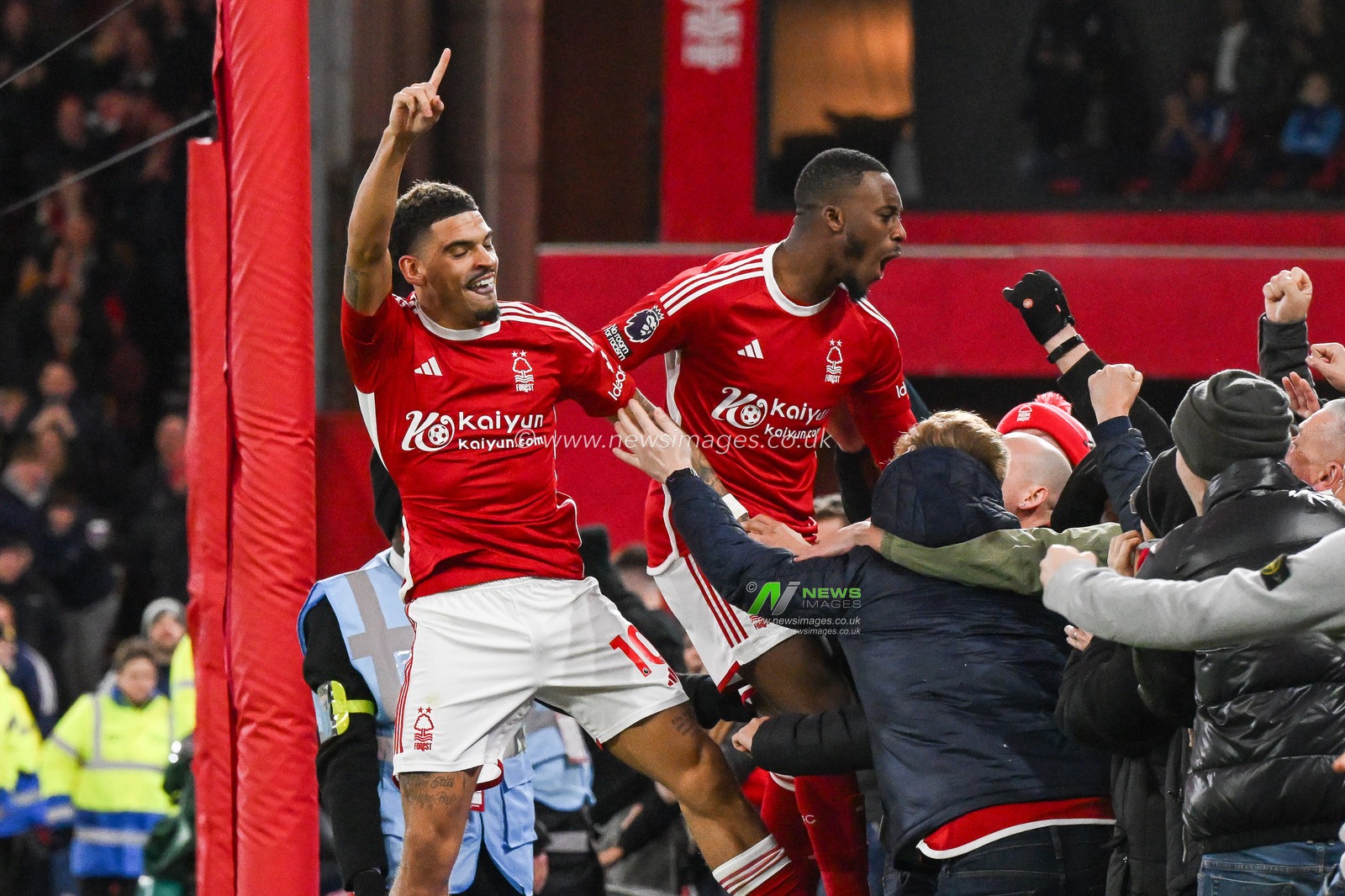 Morgan Gibbs-White of Nottingham Forest celebrates his sides goal to make it 1-0 during the Premier League match Nottingham Forest vs Bournemouth at City Ground, Nottingham, United Kingdom, 23rd December 2023

(Photo by Craig Thomas/News Images)