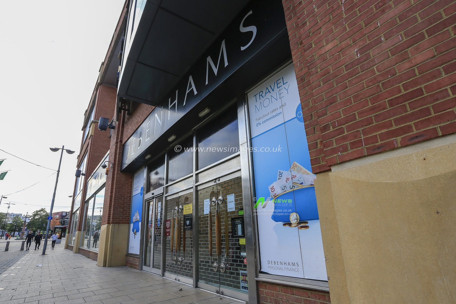Wide view of closed sign on the entrance door of Debenhams (Due to the Government guidance, this store is currently closed; due to reopen on December 3rd) during Day One of Covid-19 national lockdown 2 on the streets of Sunderland City Centre
