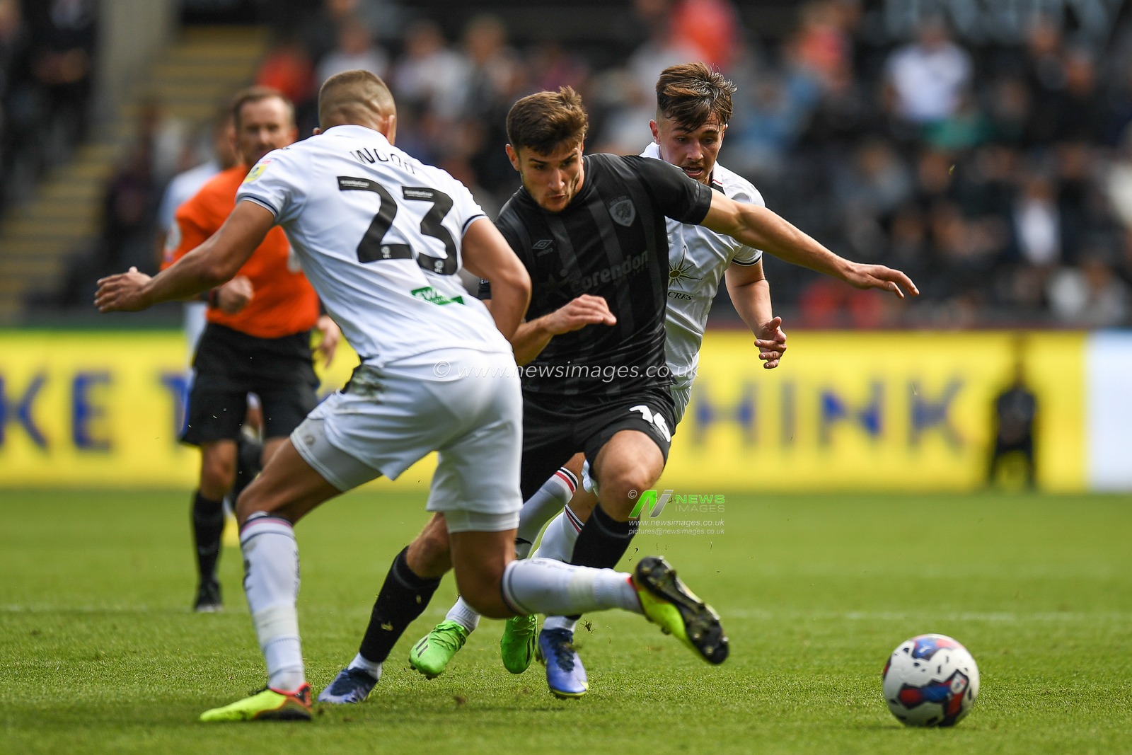 Nathan Wood #23 of Swansea City fouls Ryan Longman #16 of Hull City during the Sky Bet Championship match Swansea City vs Hull City at Swansea.com Stadium, Swansea, United Kingdom, 17th September 2022

(Photo by Mike Jones/News Images)