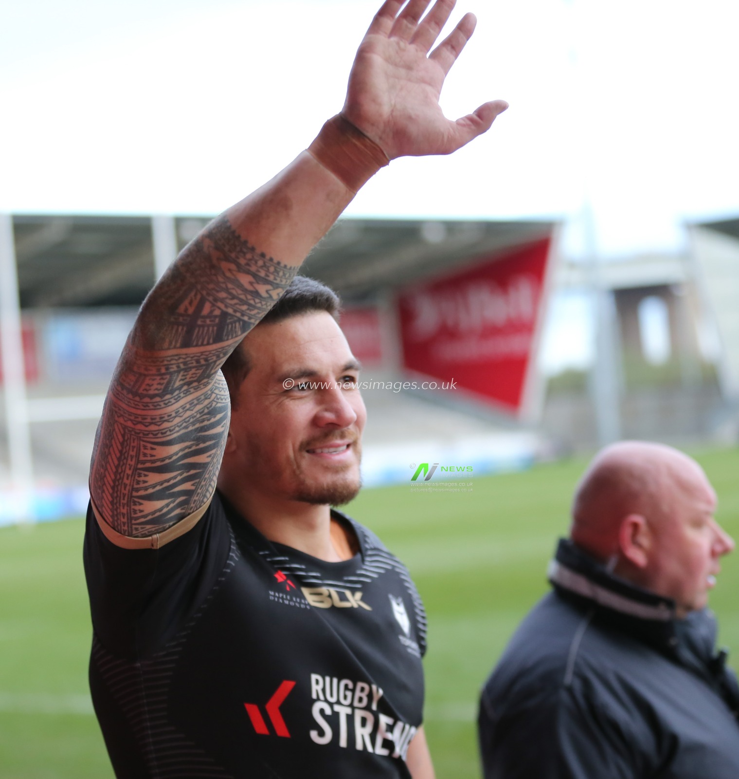 8th February 2020, AJ Bell Stadium, Eccles, England; Betfred Super League, Salford Red Devils v Toronto Wolfpack : Sonny Bill Williams of Toronto Wolfpack thanks the fans for theyâ€™re support after the game.