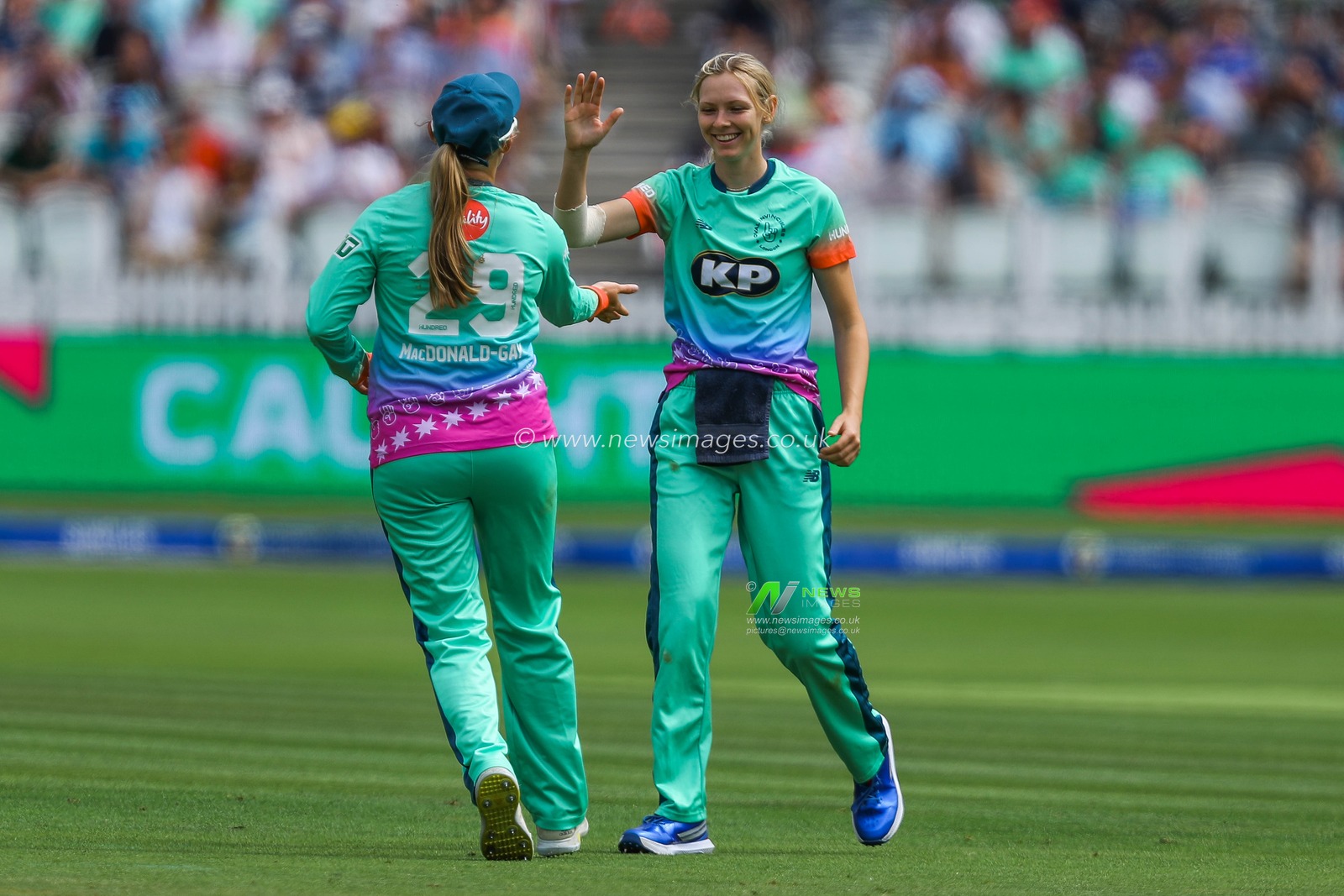 Sophia Smale of Oval Invincibles celebrates after the dismissal of Danielle Gibson of London Spirit during the The Hundred match London Spirit Women vs Oval Invincibles Women at Lords, London, United Kingdom, 4th August 2024

(Photo by Izzy Poles/News Images)