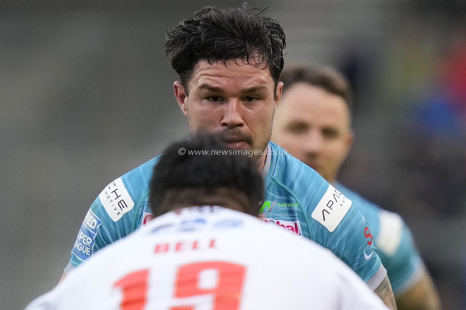 James Bentley #11 of Leeds Rhinos runs at the St Helens defence during the Betfred Super League Round 20 match St Helens vs Leeds Rhinos at Totally Wicked Stadium, St Helens, United Kingdom, 28th July 2023

(Photo by Steve Flynn/News Images)