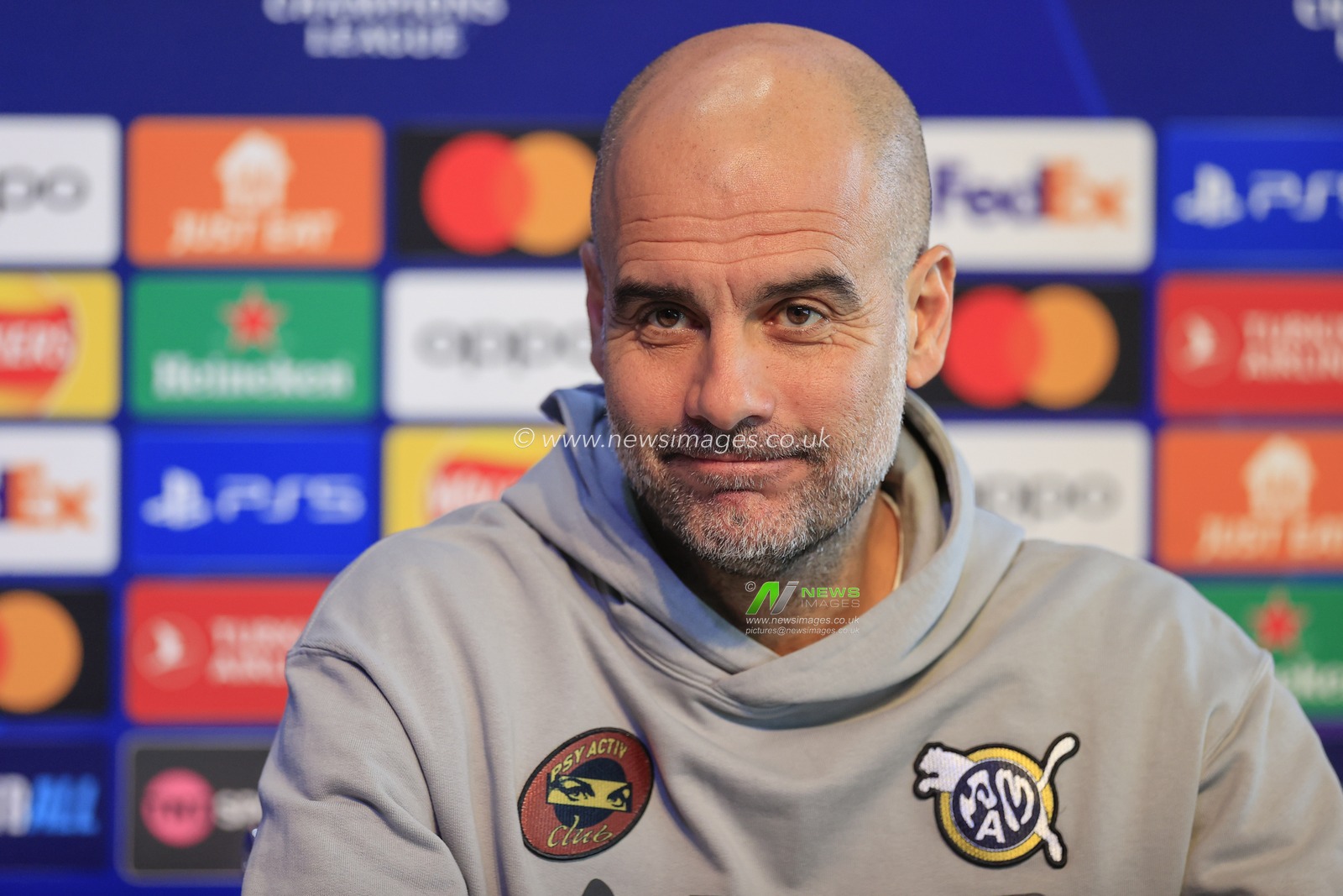 Pep Guardiola answering questions during the Press Conference - UEFA Champions League Manchester City vs Young Boys at the Joie Stadium, Manchester, United Kingdom, 6th November 2023

(Photo by Conor Molloy/News Images)