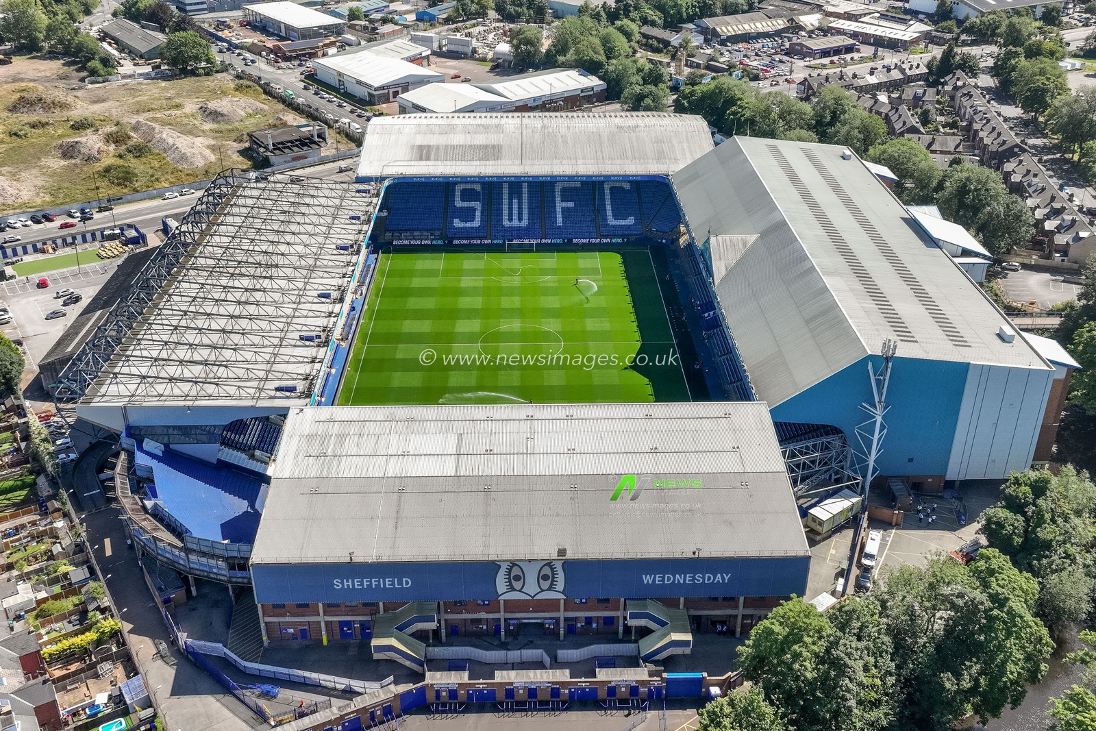 An aerial view of Hillsborough ahead of the Sky Bet Championship match Sheffield Wednesday vs Plymouth Argyle at Hillsborough, Sheffield, United Kingdom, 11th August 2024

(Photo by Mark Cosgrove/News Images)