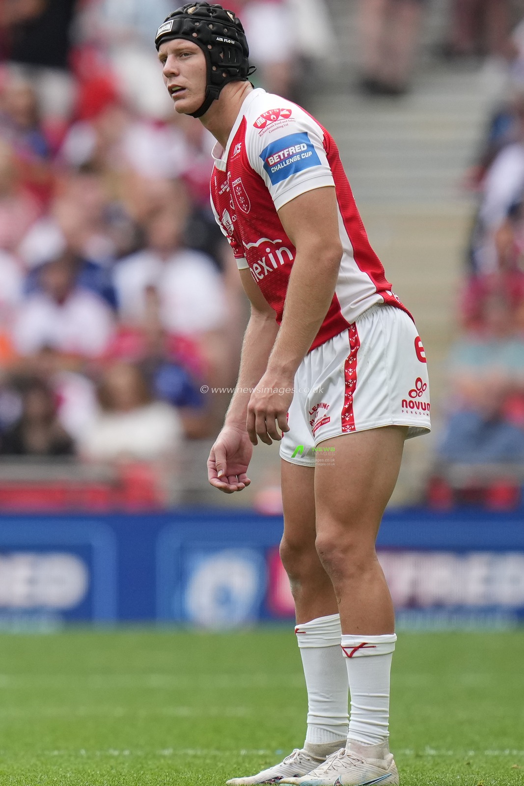 Brad Schneider #37 of Hull KR lines up a penalty kick during the Betfred Challenge Cup match Hull KR vs Leigh Leopards at Wembley Stadium, London, United Kingdom, 12th August 2023

(Photo by Steve Flynn/News Images)