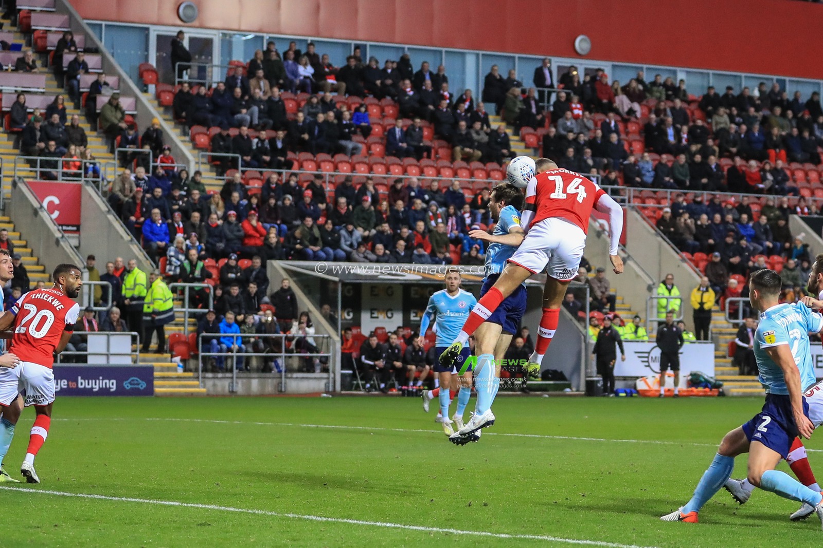 16th November 2019, New York Stadium, Rotherham, England; Sky Bet League 1, Rotherham United v Accrington Stanley : Carlton Morris (14) of Rotherham United scores to make it 1-0

Credit: Mark Cosgrove/News Images