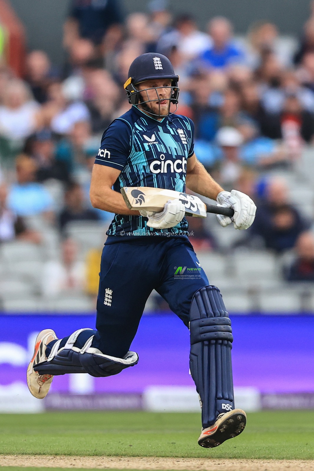 David Willey of England makes one run