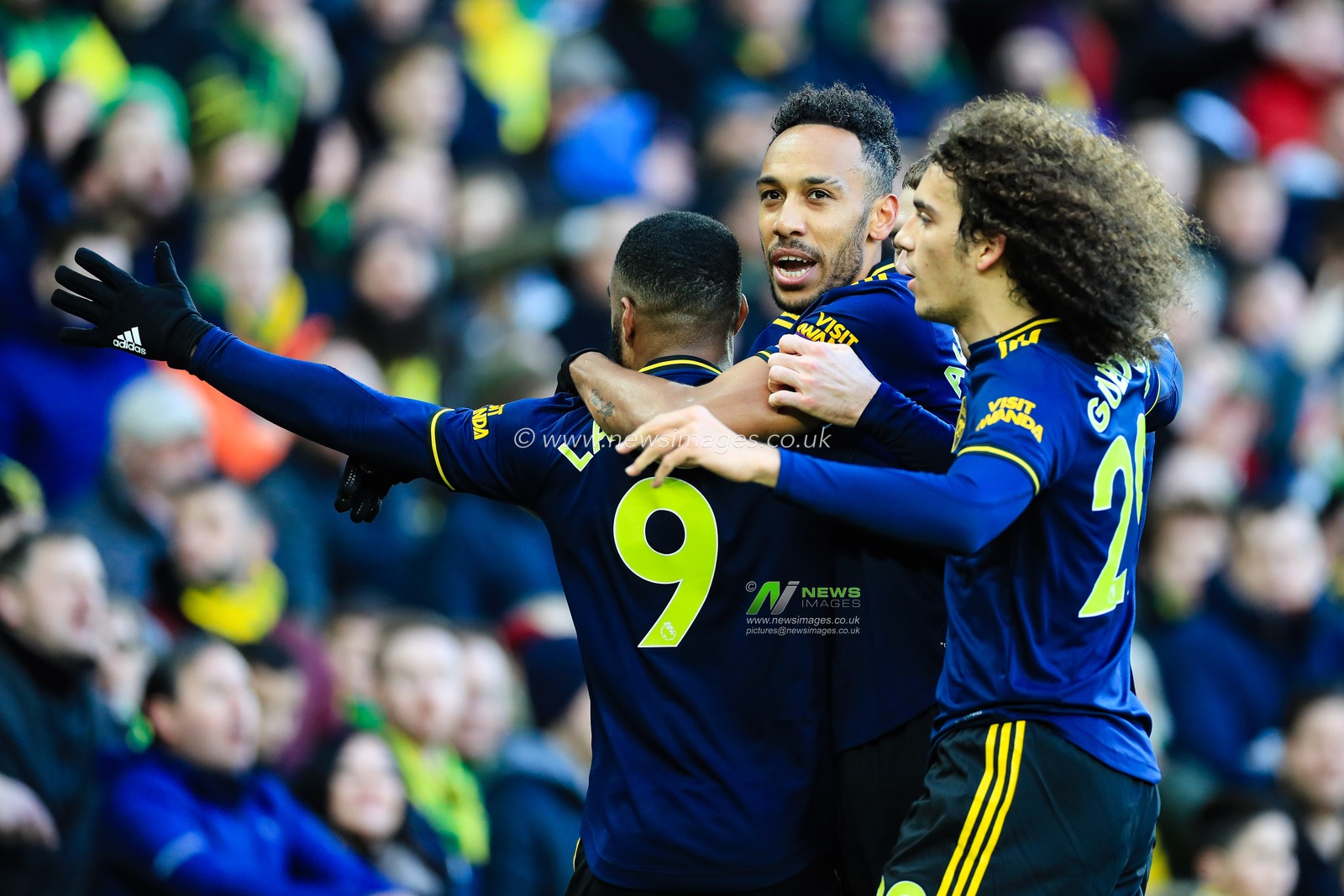 1st December 2019, Carrow Road, Norwich, England; Premier League, Norwich City v Arsenal : Pierre-Emerick Aubameyang (14) of Arsenal celebrates scoring from the penalty spot to level the scores at 1-1

Credit: Georgie Kerr/News Images