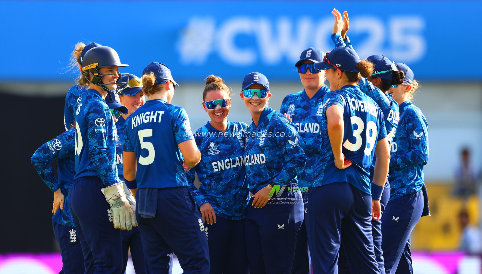 Lauren Bell of England dismisses Laura Wolvaardt (Captain) of South Africa  during the ICC Women's World Cup match 04 England Women vs South Africa Women at ACA Barsapara Cricket Stadium, Guwahati, Assam / India, 3rd October 2025

(Photo by Shubhajit Roy Karmakar/News Images)