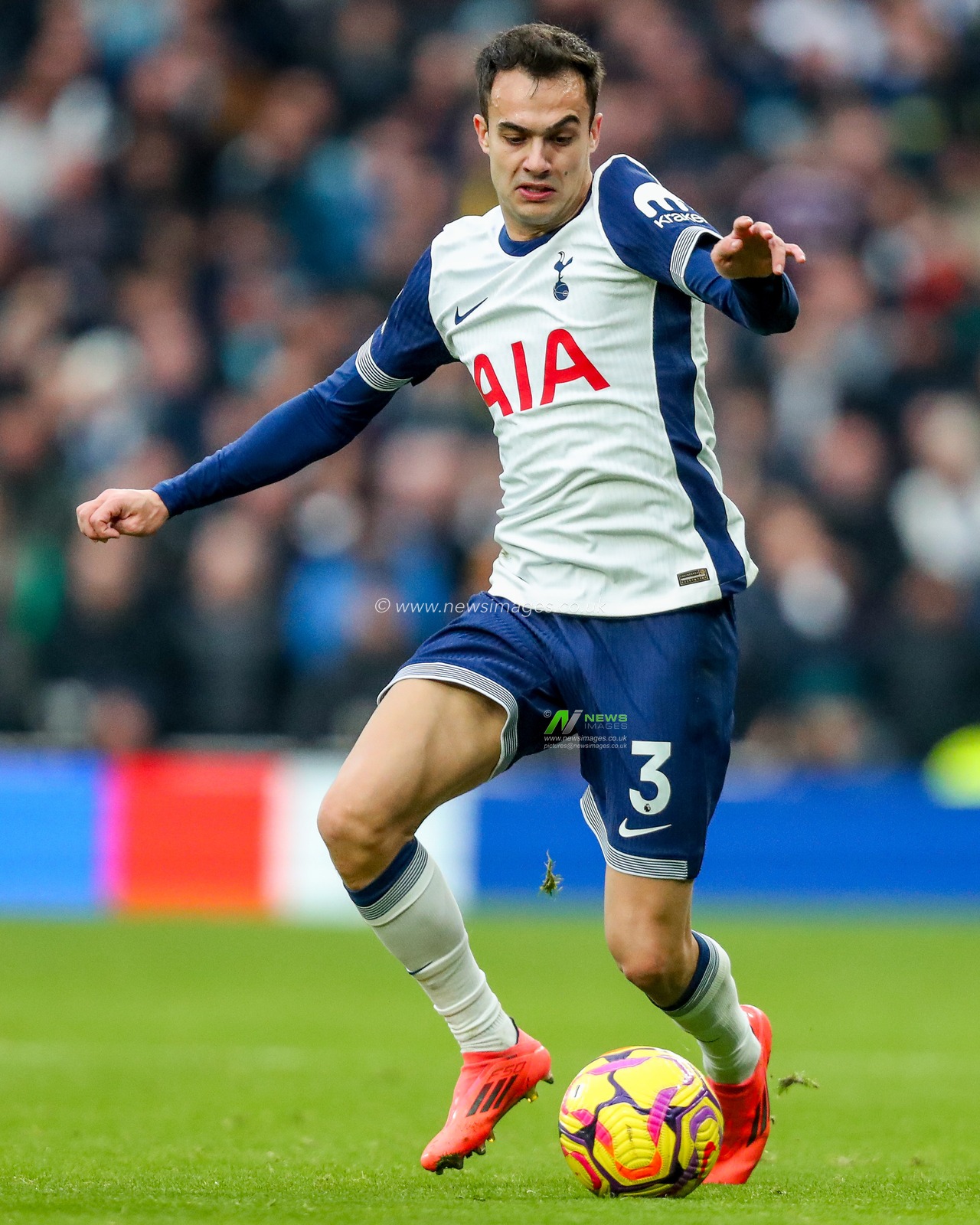 Sergio ReguilÃ³n of Tottenham Hotspur breaks with the ball during the Premier League match Tottenham Hotspur vs Newcastle United at Tottenham Hotspur Stadium, London, United Kingdom, 4th January 2025

(Photo by Izzy Poles/News Images)