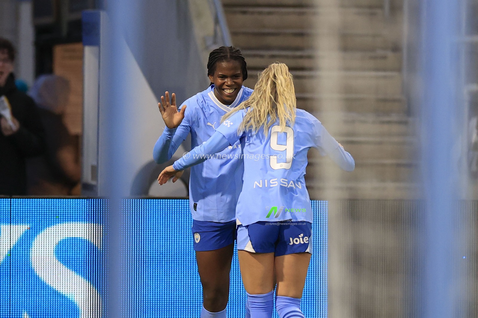 Khadija Shaw of Manchester City celebrates scoring to make it 2-1 during the The FA Women's Super League match Manchester City Women vs Liverpool Women at Joie Stadium, Manchester, United Kingdom, 21st January 2024

(Photo by Conor Molloy/News Images)