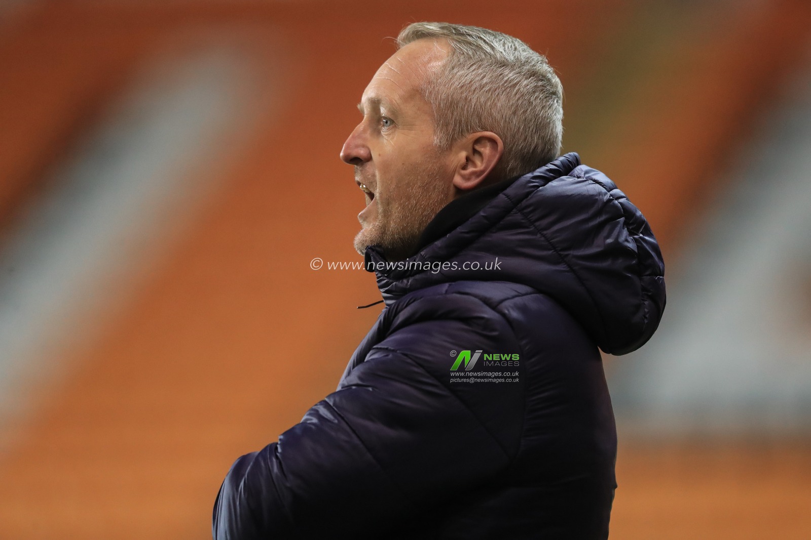 Neil Critchley Manager of Blackpool gives his team instructions during the Bristol Street Motors Trophy match Blackpool vs Barnsley at Bloomfield Road, Blackpool, United Kingdom, 5th December 2023

(Photo by Alfie Cosgrove/News Images)