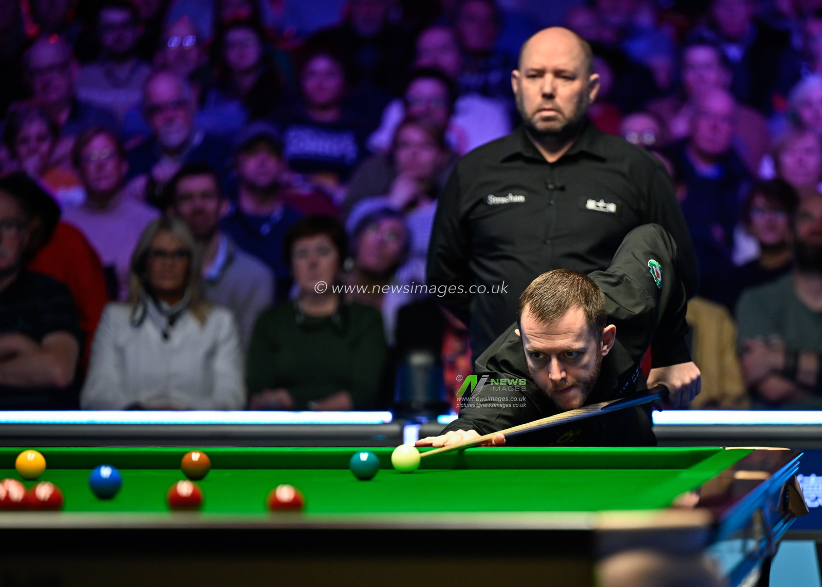 Mark Allen takes a shot, during the 2024 BetVictor Welsh Open at Venue Cymru, Llandudno, United Kingdom, 16th February 2024

(Photo by Cody Froggatt/News Images)
