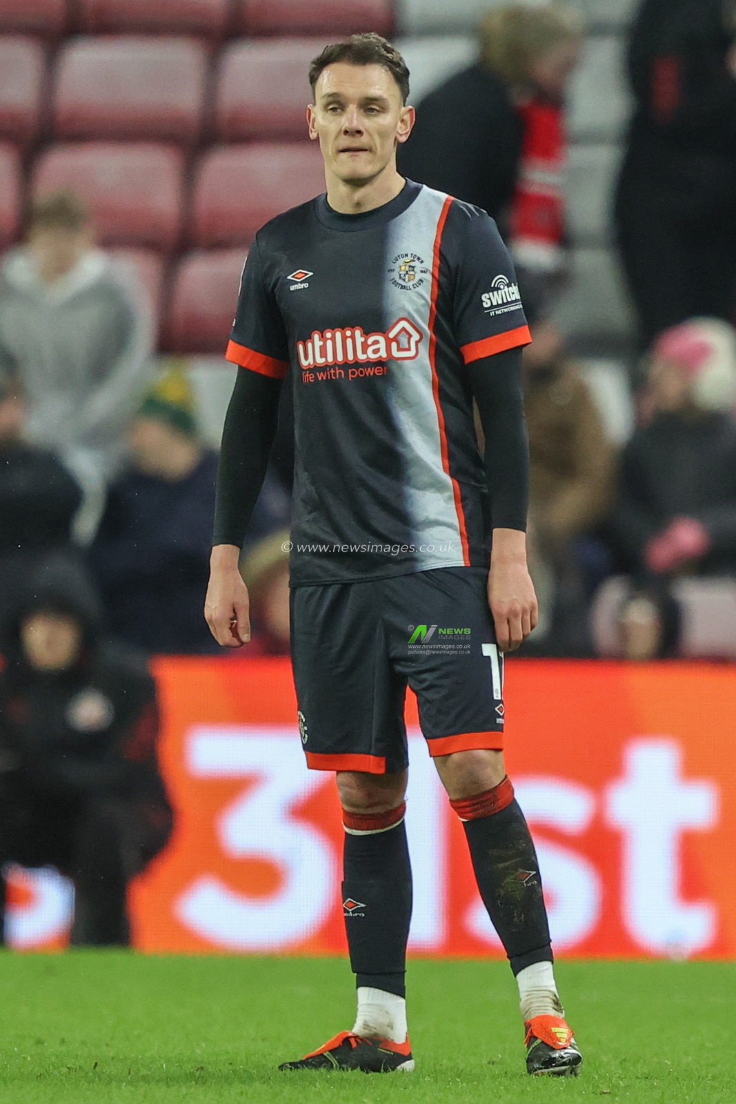 Kal Naismith of Luton Town during the Sky Bet Championship match Sunderland vs Luton Town at Stadium Of Light, Sunderland, United Kingdom, 12th February 2025

(Photo by Alfie Cosgrove/News Images)