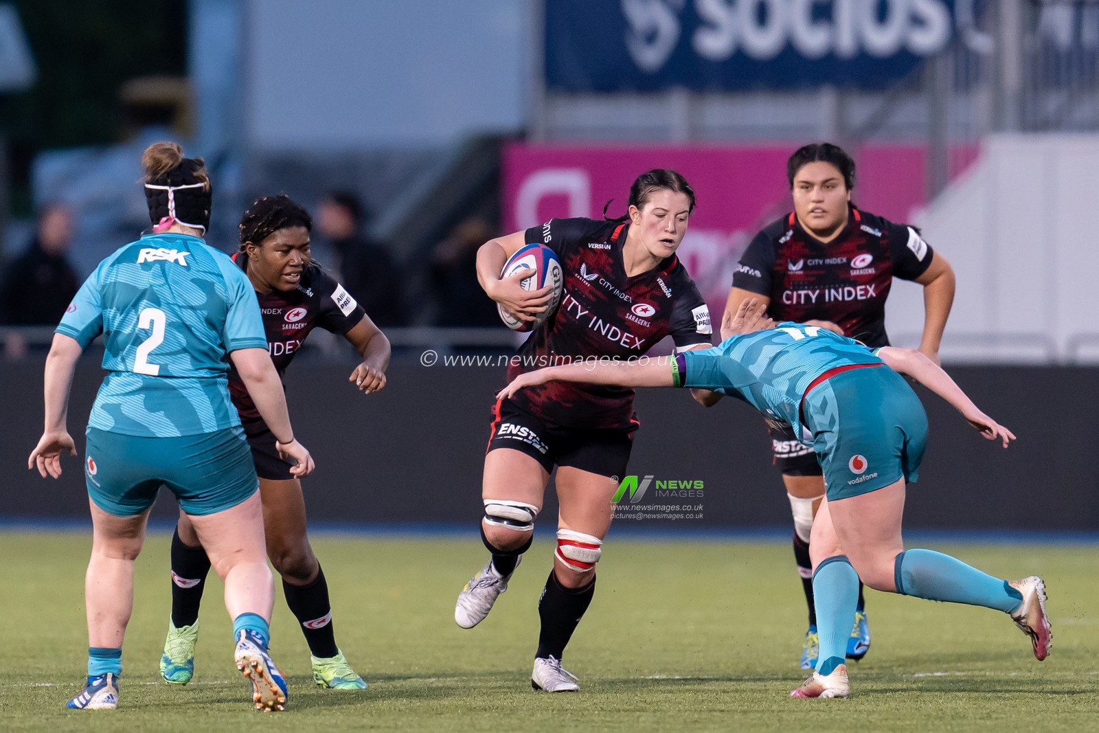 Sophie Tansley #5 of Saracens Women in action during the Women's Allianz Premier 15's match Saracens Women vs Wasps Women at StoneX Stadium, London, United Kingdom, 27th November 2022

(Photo by Richard Washbrooke/News Images)