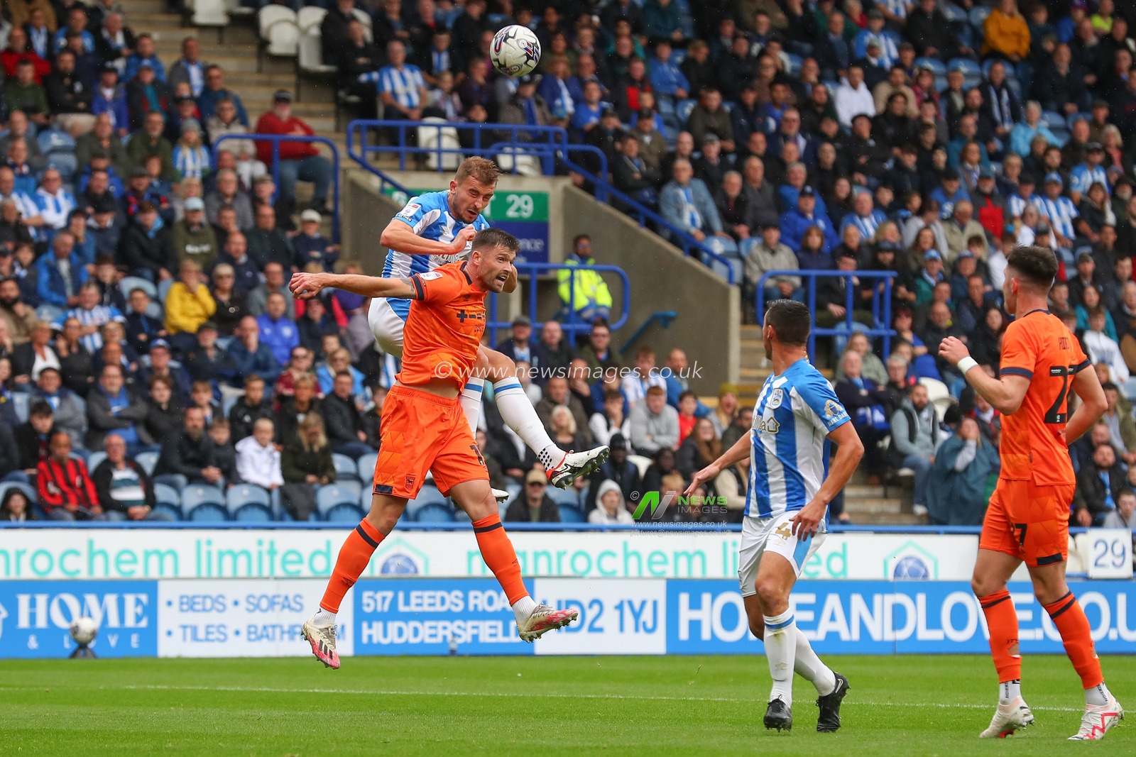 Michal Helik #5 of Huddersfield Town heads the ball goalwards during the Sky Bet Championship match Huddersfield Town vs Ipswich Town at John Smith's Stadium, Huddersfield, United Kingdom, 30th September 2023

(Photo by Gareth Evans/News Images)