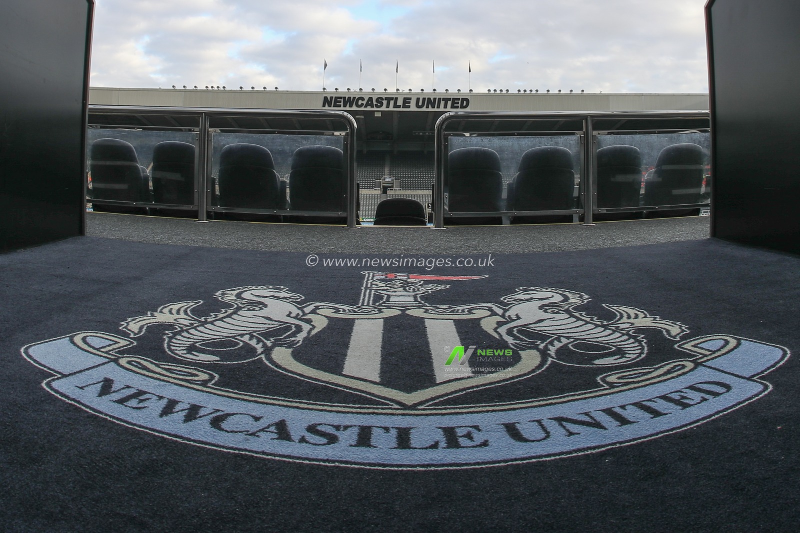 Newcastle United emblem overlooking St Jamesâ€™s Park