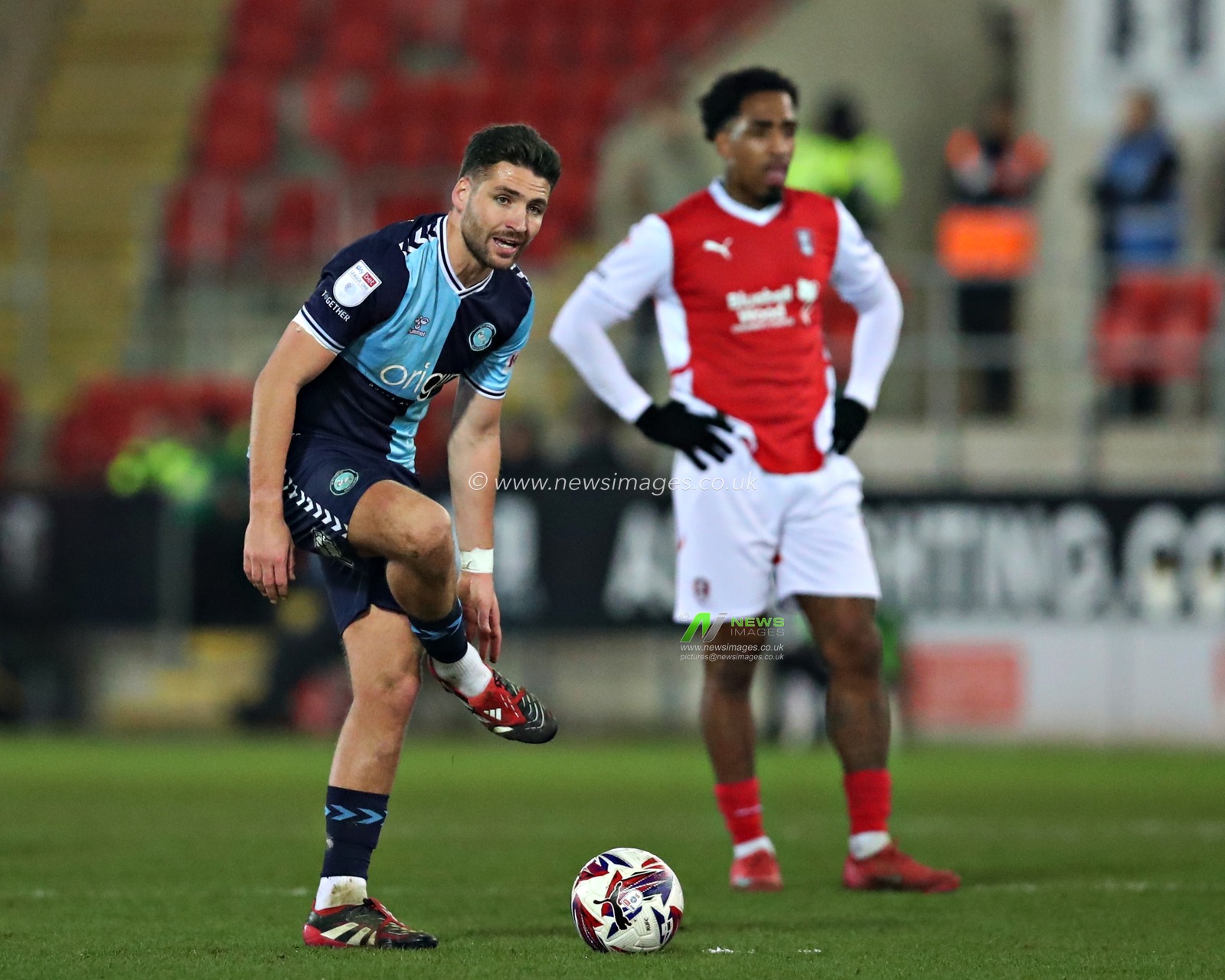 Luke Leahy of Wycombe Wanderers during the Sky Bet League 1 match Rotherham United vs Wycombe Wanderers at New York Stadium, Rotherham, United Kingdom, 18th March 2025

(Photo by Sam Eaden/News Images)