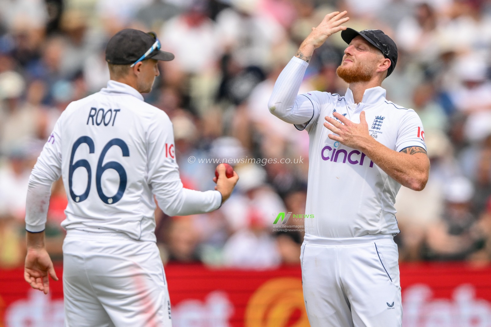 Ben Stokes of England sends a signal to the England dressing room during the LV= Insurance Ashes First Test Series Day 3 England v Australia at Edgbaston, Birmingham, United Kingdom, 18th June 2023

(Photo by Craig Thomas/News Images)