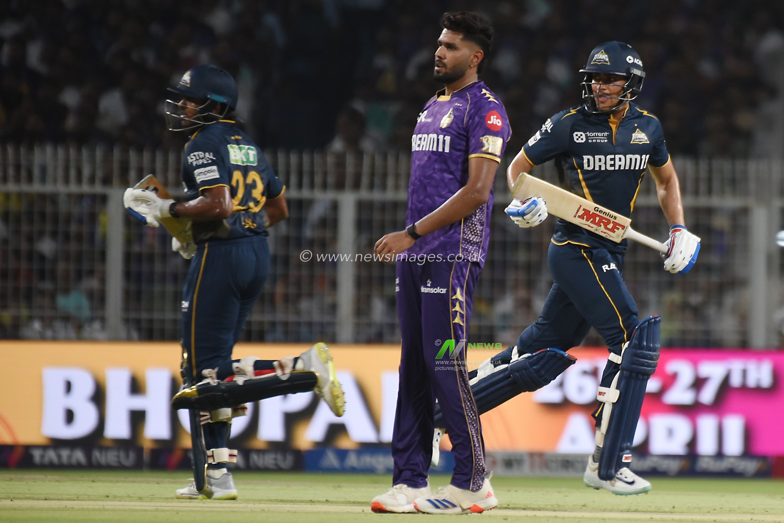 Gujarat Titans' captain Shubman Gill after plays a shot take run during the Indian Premier League cricket match between Kolkata Knight Riders and Gujarat Titans at Eden Gardens in Kolkata, India, Monday, April 21, 2025.Photo by Debajyoti Chakraborty.(Photo: Debajyoti Chakraborty/News Images)