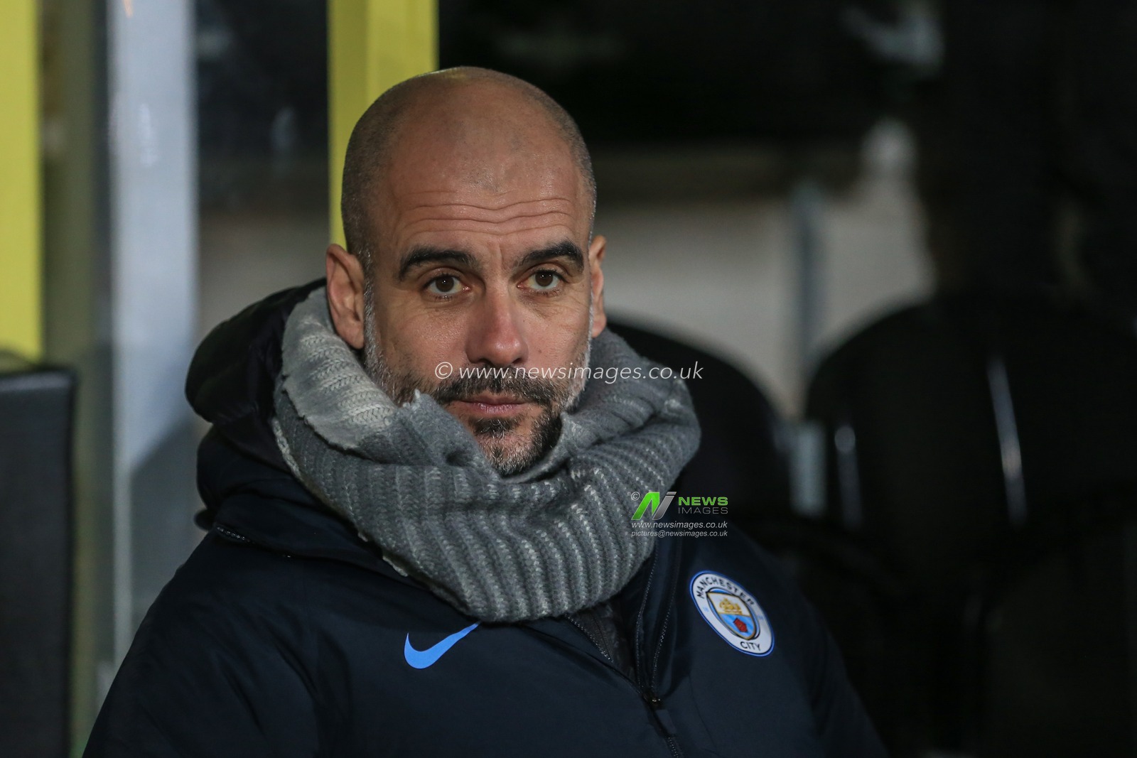 23rd January 2019, Pirelli Stadium, Burton upon Trent, England; Carabao EFL Cup Semi-Final second leg, Burton Albion vs Manchester City ;  Pep Guardiola manager of Manchester City on the bench before kickoff 



Credit: Mark Cosgrove/News Images

English Football League images are subject to DataCo Licence