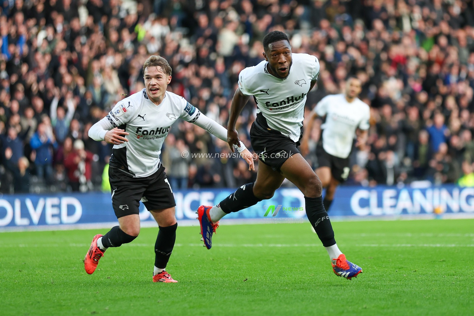Ebou Adams of Derby County celebrates his goal to make it 1-0 during the Sky Bet Championship match Derby County vs Sheffield Wednesday at Pride Park Stadium, Derby, United Kingdom, 1st December 2024

(Photo by Alex Roebuck/News Images)