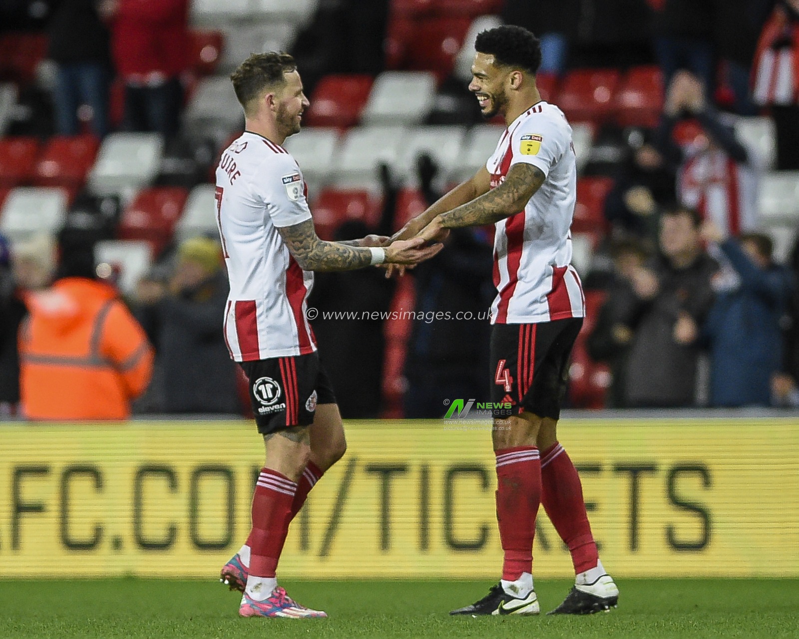 11th January 2020, Stadium Of Light, Sunderland, England; Sky Bet League 1, Sunderland v Wycombe Wanderers : Jordan Willis (4) of Sunderland and Chris Maguire (7) of Sunderland celebrate at full-time

Credit: Iam Burn/News Images