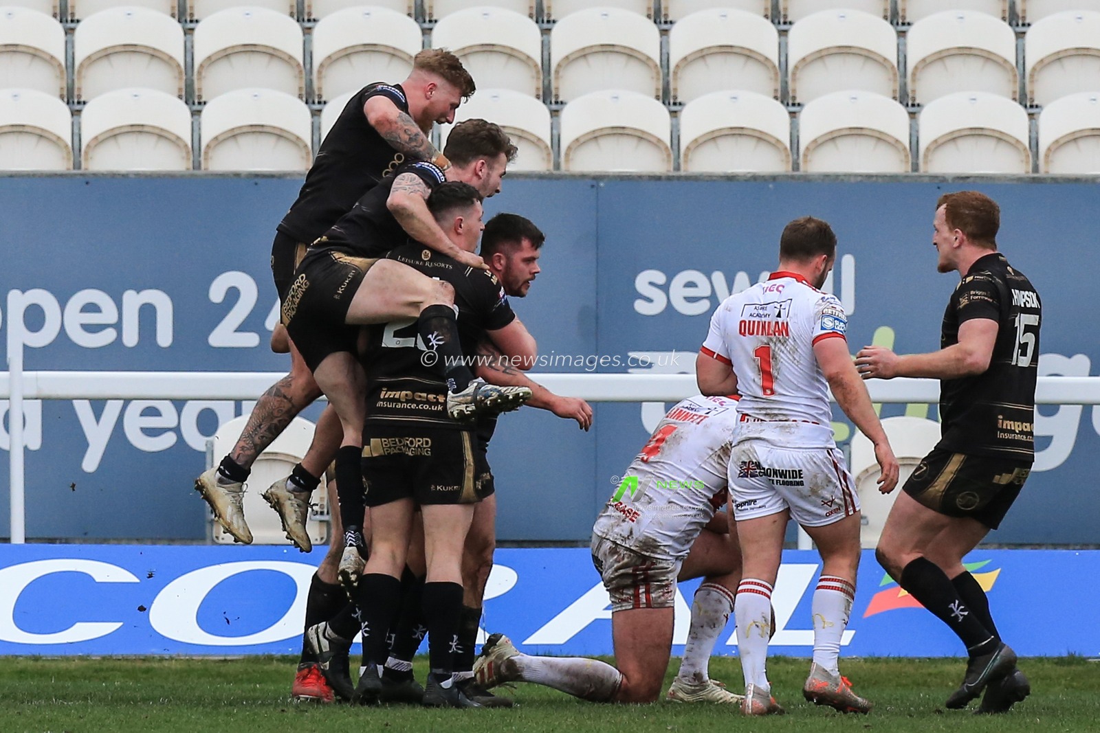 15th March 2020, Hull College Craven Park, Kingston upon Hull, England; Coral Challenge Cup, Round 5, Hull KR v Leigh Centurions : , Liam Hood (9) of Leigh Centurions celebrates his try