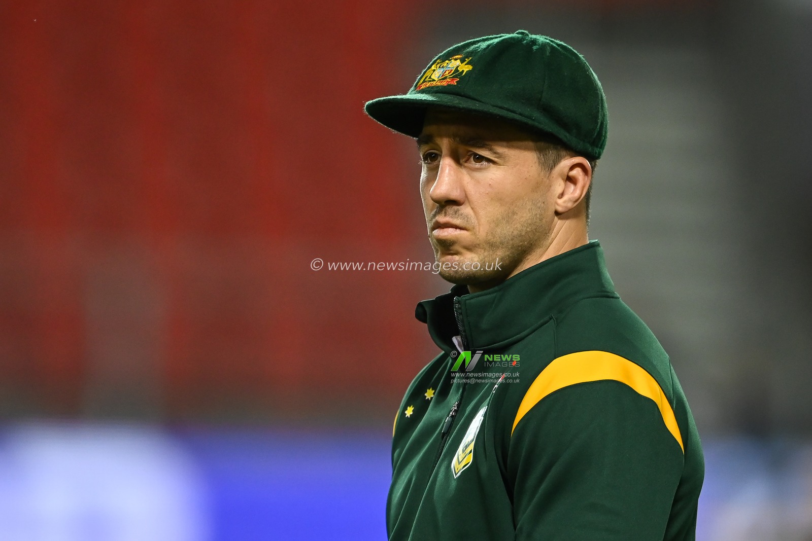 Ben Hunt of Australia during the pre game pitch inspection ahead of the Rugby League World Cup 2021 match Australia vs Italy at Totally Wicked Stadium, St Helens, United Kingdom, 29th October 2022

(Photo by Craig Thomas/News Images)