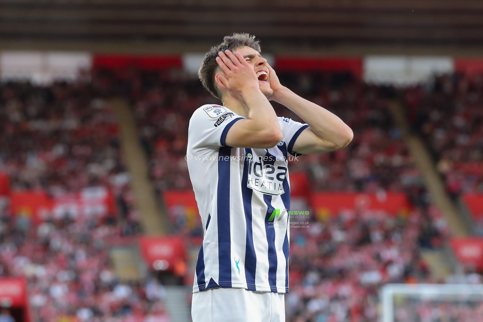 Tom Fellows of West Bromwich Albion reacts, during the Sky Bet Championship Play-Off Semi-Final Second Leg match Southampton vs West Bromwich Albion at St Mary's Stadium, Southampton, United Kingdom, 17th May 2024

(Photo by Gareth Evans/News Images)