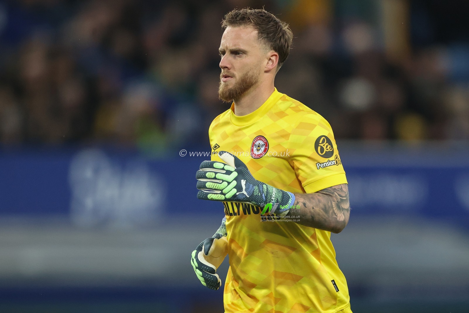 Mark Flekken of Brentford during the Premier League match Everton vs Brentford at Goodison Park, Liverpool, United Kingdom, 23rd November 2024

(Photo by Alfie Cosgrove/News Images)