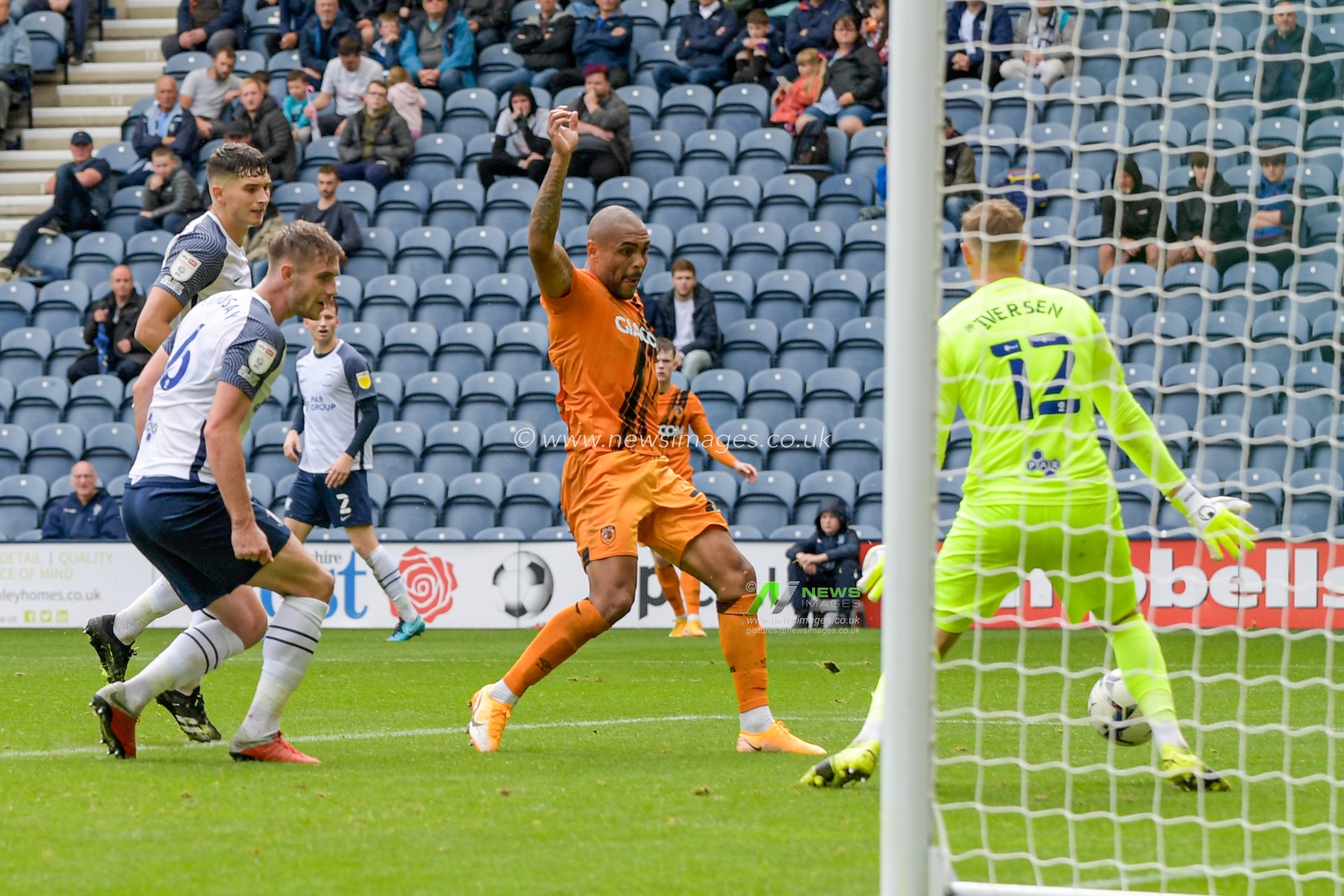 Josh Magennis #27 of Hull City scores a goal to make it 1-3