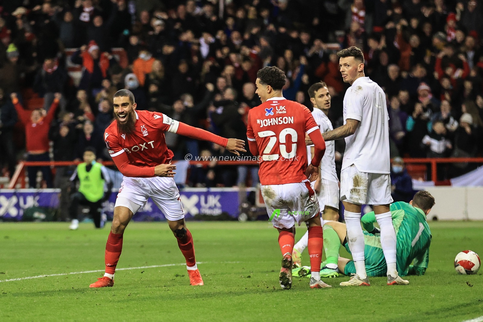 Lewis Grabban #7 of Nottingham Forest celebrates his goal to make it 1-0