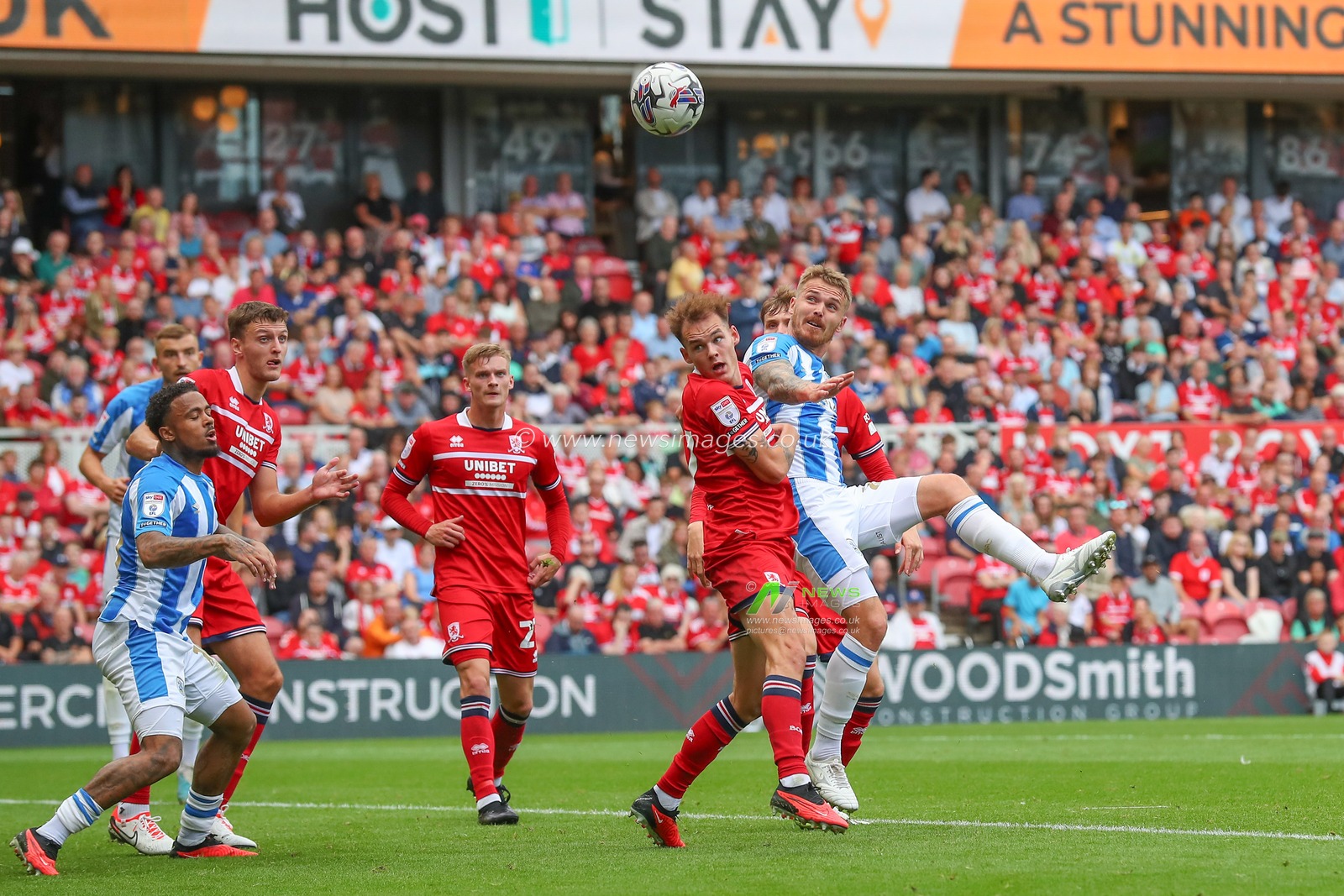 Danny Ward #25 of Huddersfield Town has a shot at goal during the Sky Bet Championship match Middlesbrough vs Huddersfield Town at Riverside Stadium, Middlesbrough, United Kingdom, 19th August 2023

(Photo by Gareth Evans/News Images)
