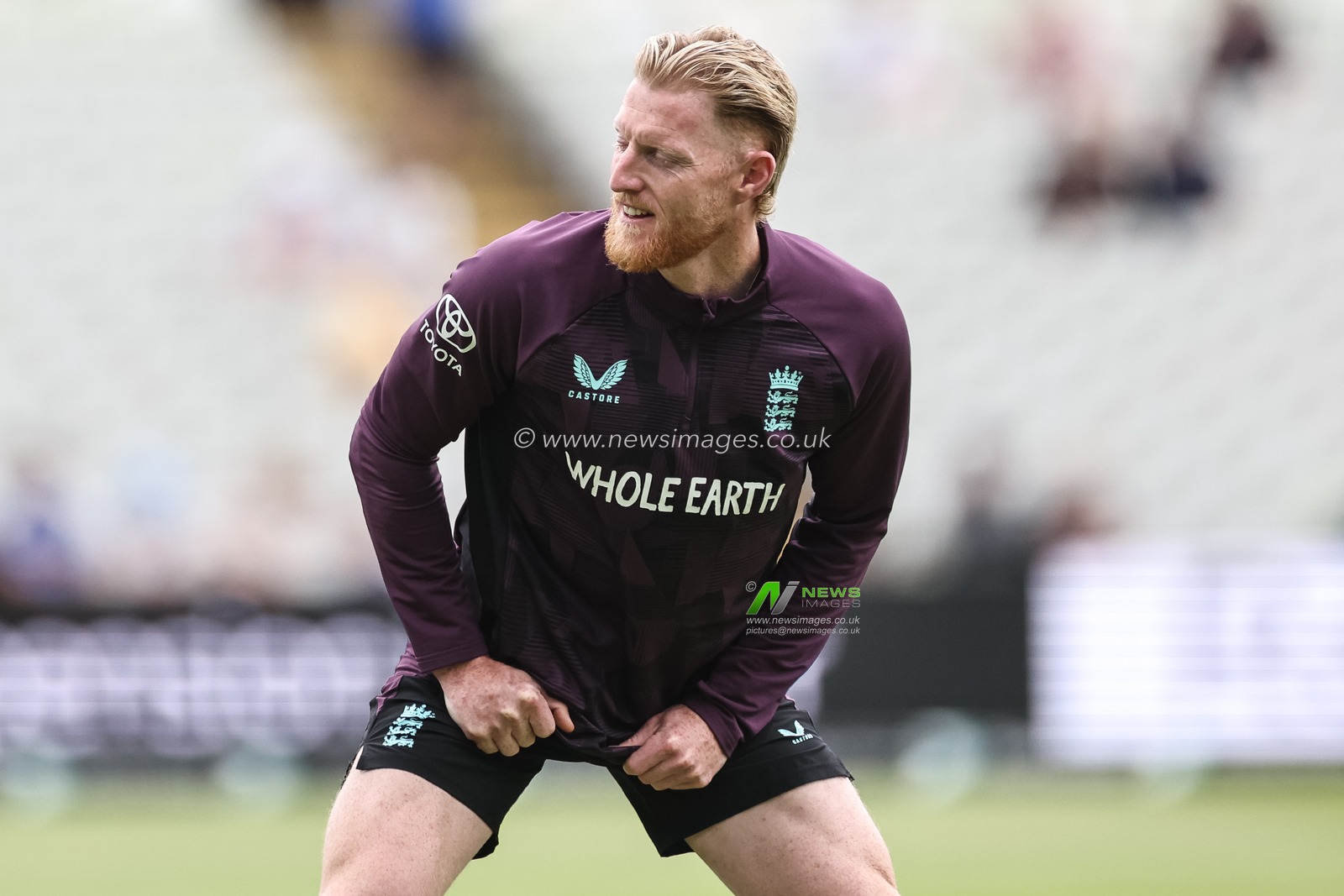England captain Ben Stokes in the pre-game warm up session during the 2nd Rothesay Test Match day 4 England v India at Edgbaston, Birmingham, United Kingdom, 5th July 2025

(Photo by Mark Cosgrove/News Images)