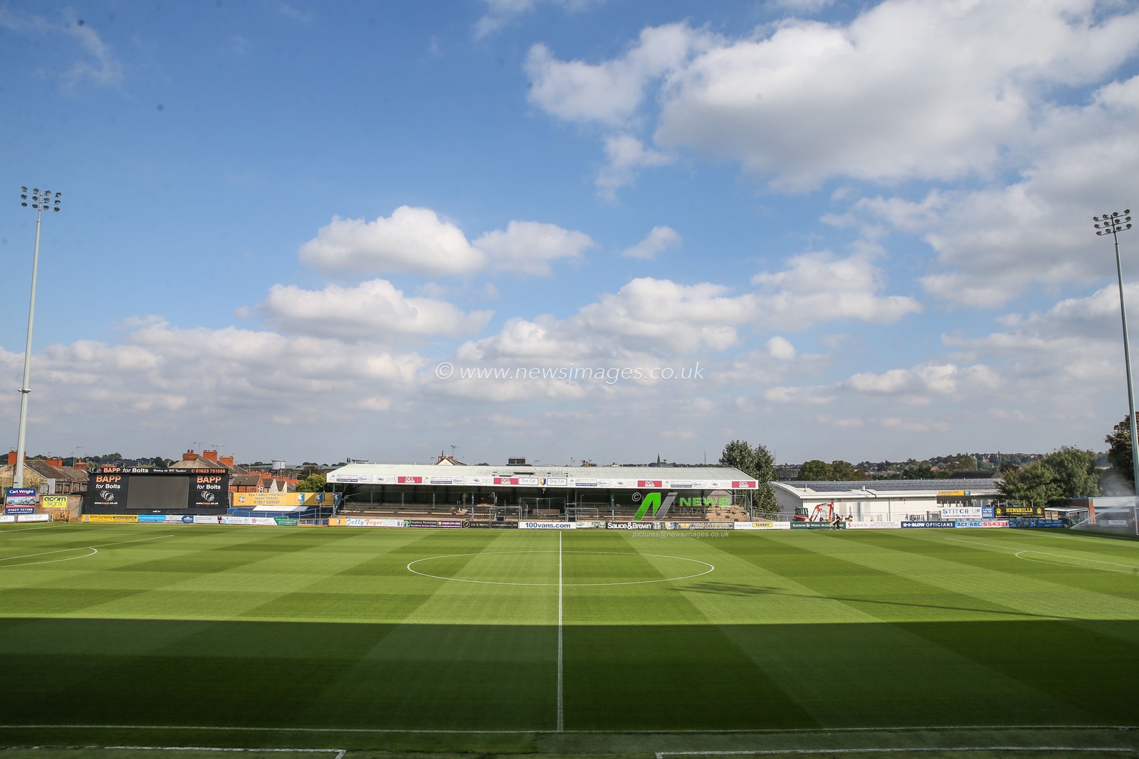 A general view inside of One Call Stadium, home of Mansfield Town ahead of the Sky Bet League 1 match Mansfield Town vs Blackpool at One Call Stadium, Mansfield, United Kingdom, 5th October 2024

(Photo by Gareth Evans/News Images)