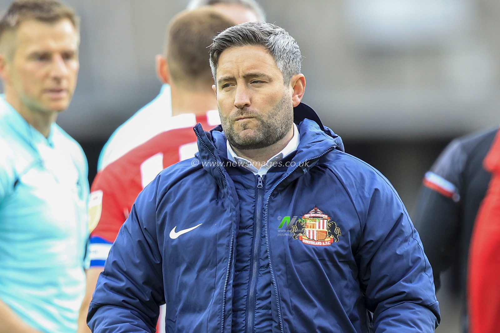 Lee Johnson, Manager of Sunderland, looks disappointed after the full-time whistle as Sunderland face another season in League One