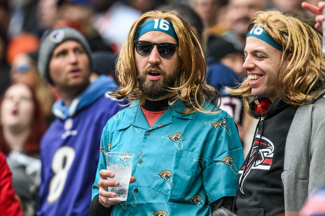 Jacksonville Jaguars fans during the Week 6 match Chicago Bears vs Jacksonville Jaguars at Tottenham Hotspur Stadium, London, United Kingdom, 13th October 2024

(Photo by Craig Thomas/News Images)