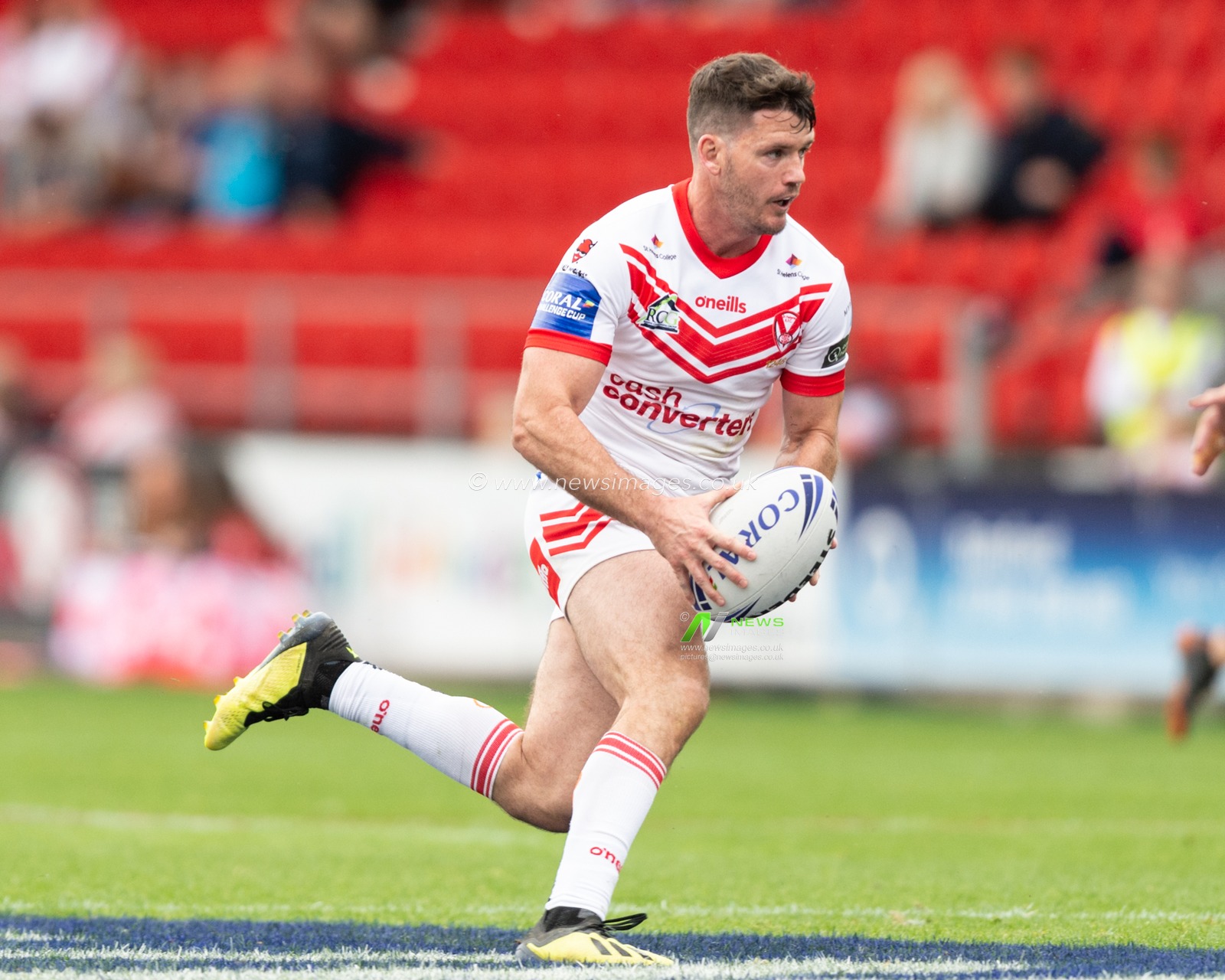 1st June 2019 , Totally Wicked Stadium, St Helens, England; Coral Challenge Cup 2019, Quarter Final , St Helens vs Wakefield Trinity ; Lachlan Coote of St Helens 


Credit: Richard Long/News Images