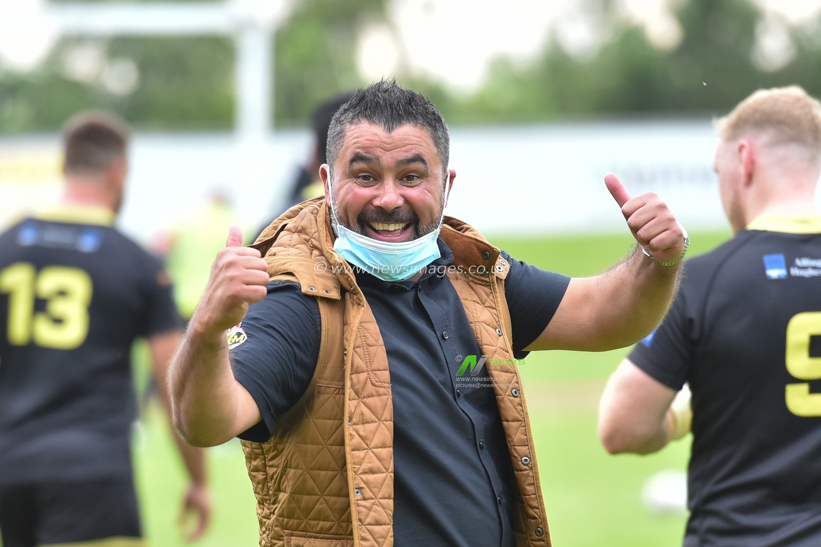 Anthony Murray Head Coach of North Wales Crusaders celebrates the win