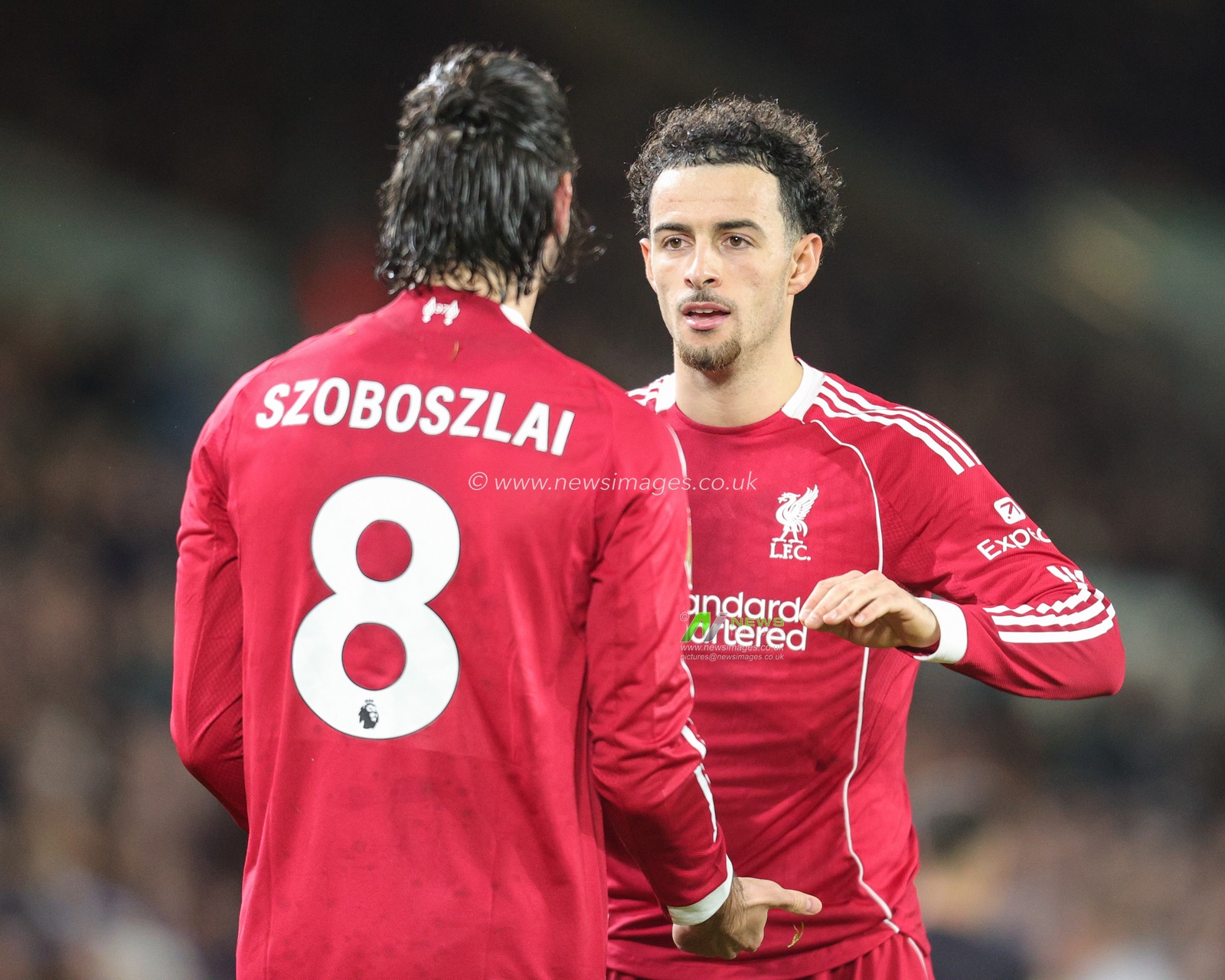 Dominik Szoboszlai of Liverpool celebrates his goal to make it 2-3 during the Premier League match Leeds United vs Liverpool at Elland Road, Leeds, United Kingdom, 6th December 2025

(Photo by Richard Bierton/News Images)

*** GER AUT SUI OUT ***