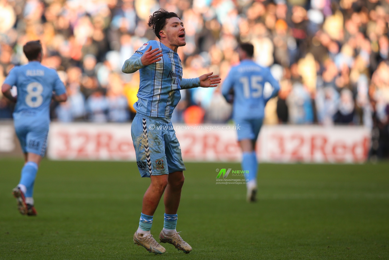 Callum O'Hare of Coventry City celebrates his goal to make it 1-1 during the Sky Bet Championship match Coventry City vs Leicester City at Coventry Building Society Arena, Coventry, United Kingdom, 13th January 2024

(Photo by Gareth Evans/News Images)
