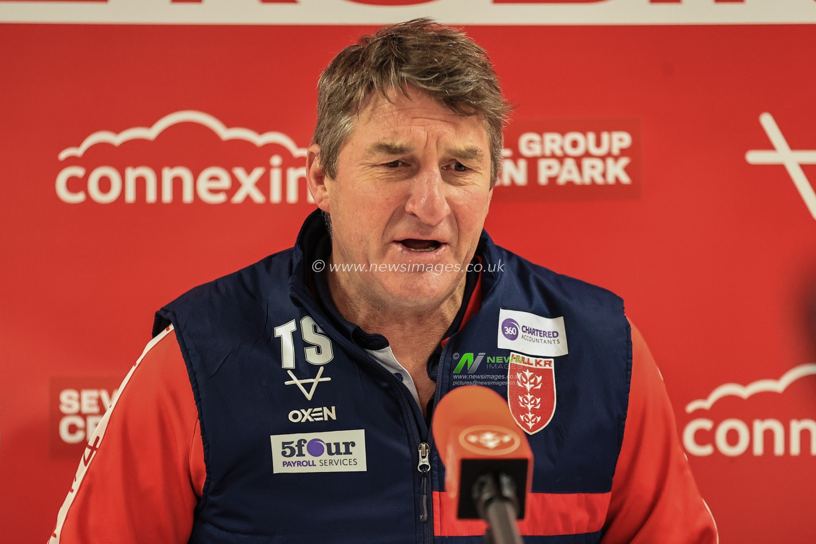Tony Smith Head Coach of Hull KR speaks to the press after Hull KR lose 10-24 to Wigan